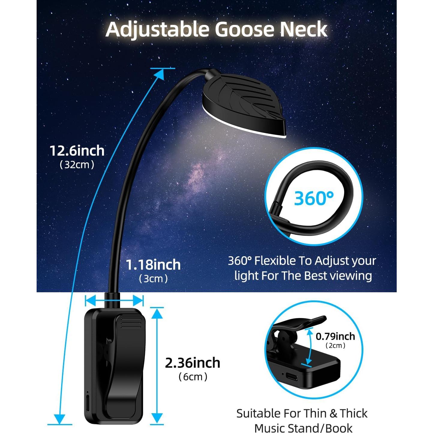 Luz de lectura recargable ERUN con clip y 3 temperaturas