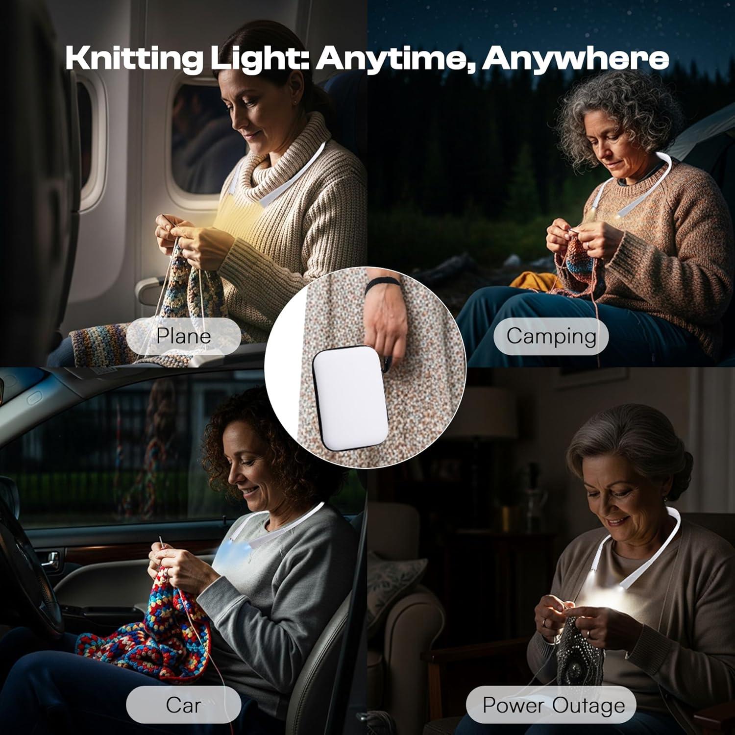 Luz de Tejer Caydo con Bolsa, 4 Colores y 5 Brillos