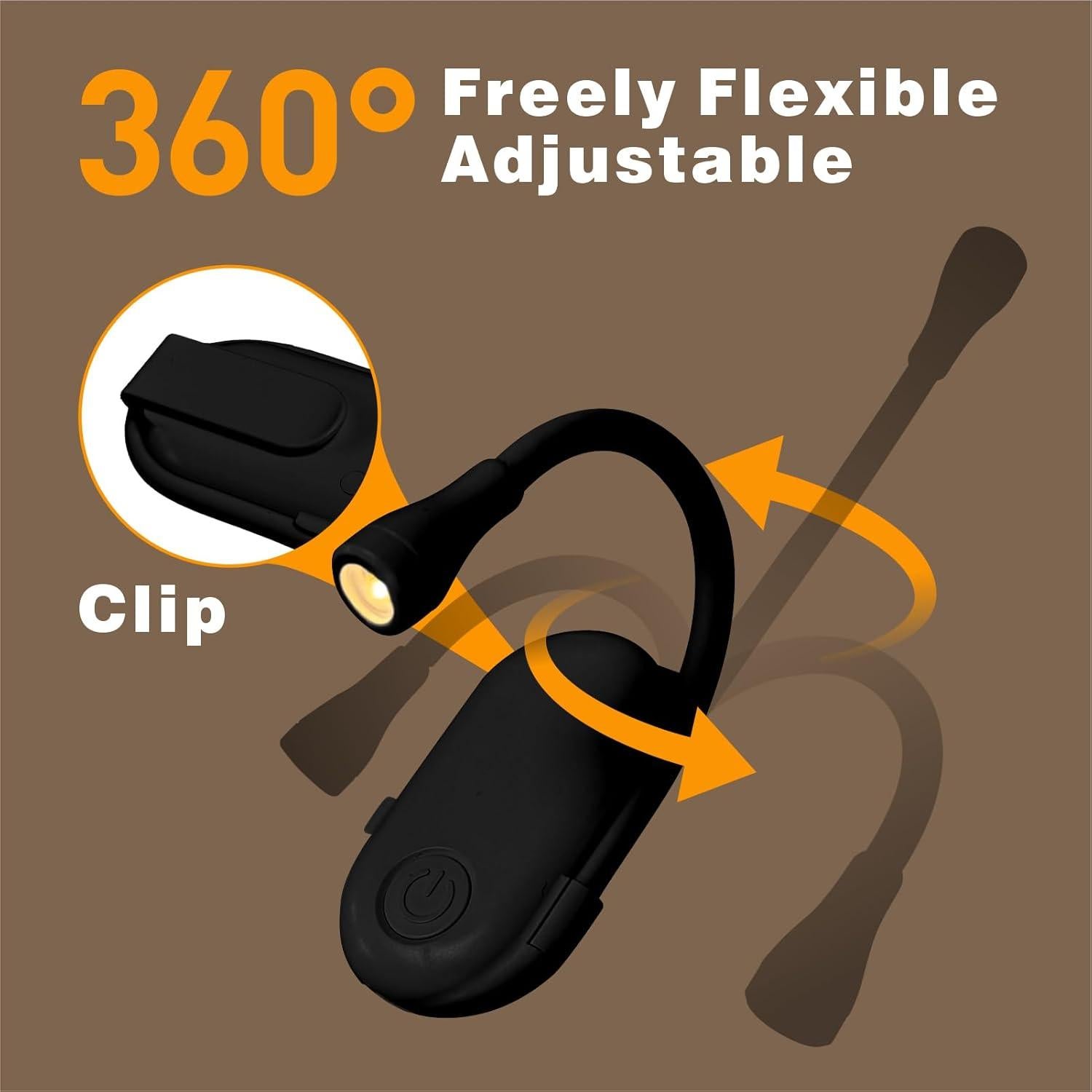 Luz de lectura recargable DEXULESA con brillo ajustable y 3 temperaturas