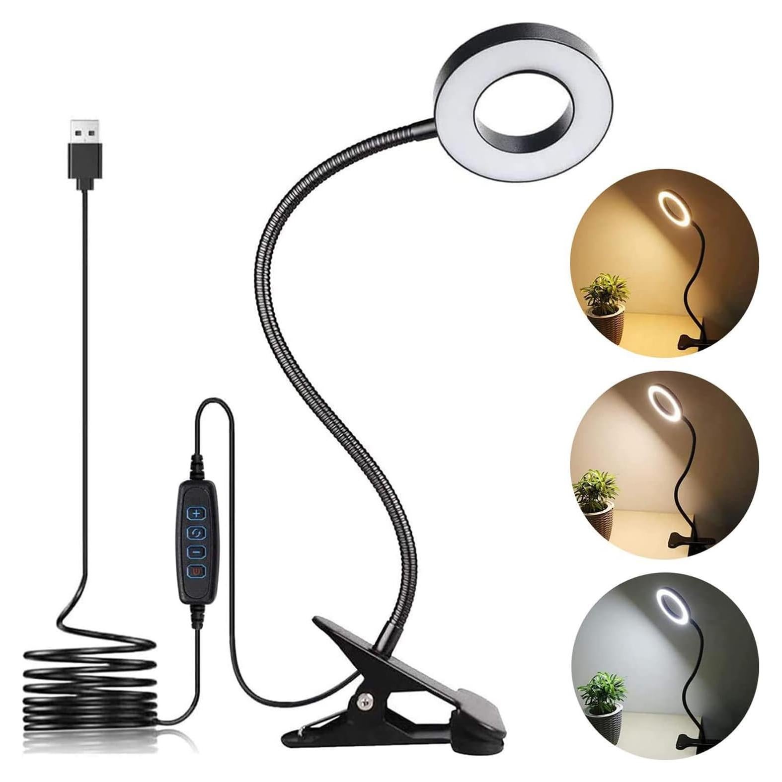 Lámpara de lectura LED Brokimis con clip 3 modos 10 niveles brillo