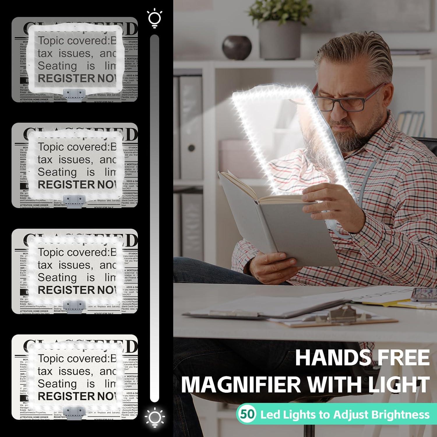 Lupa de Cuello con Luz LED 50 LEDs 5x UpSpotie 9x15.24cm