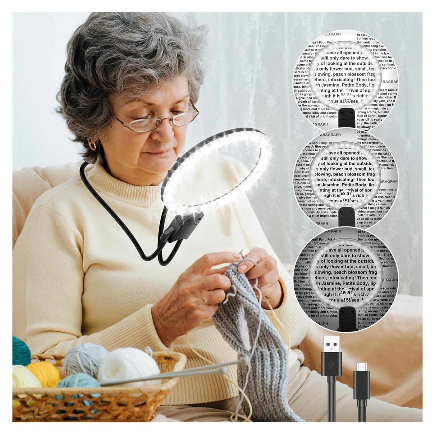 Lupa de Manos Libres con Luz Molebe 5X 15X Recargable