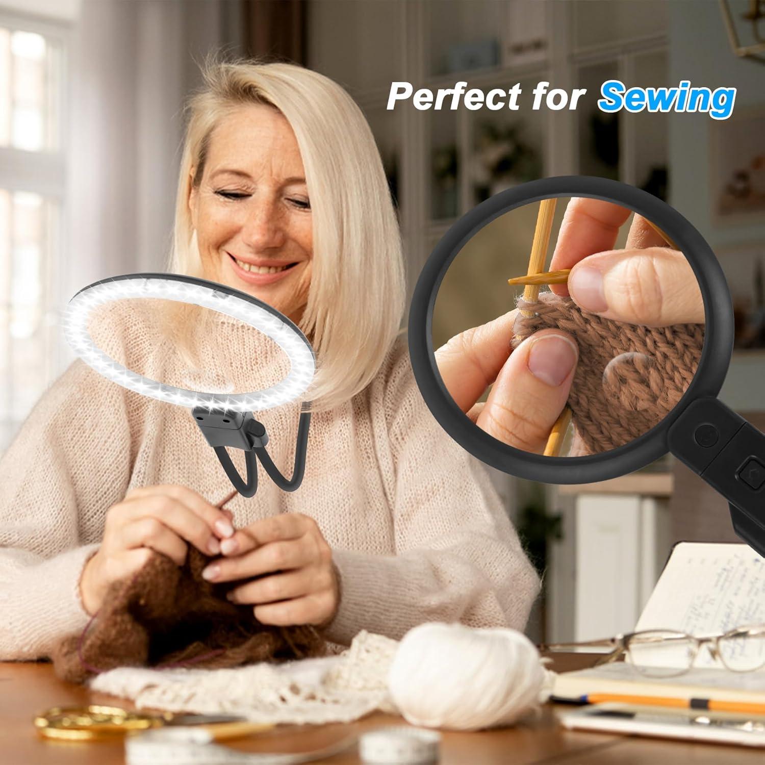 Lupa de Manos Libres con Luz Molebe 5X 15X Recargable