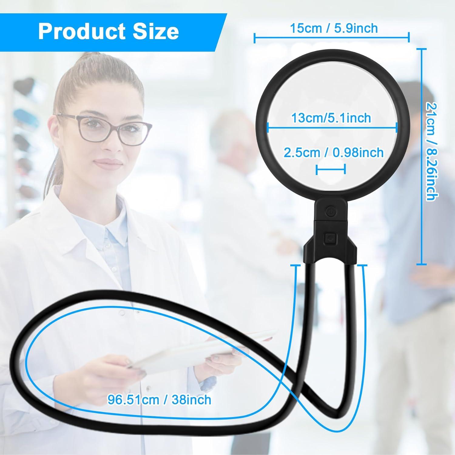 Lupa de Manos Libres con Luz Molebe 5X 15X Recargable