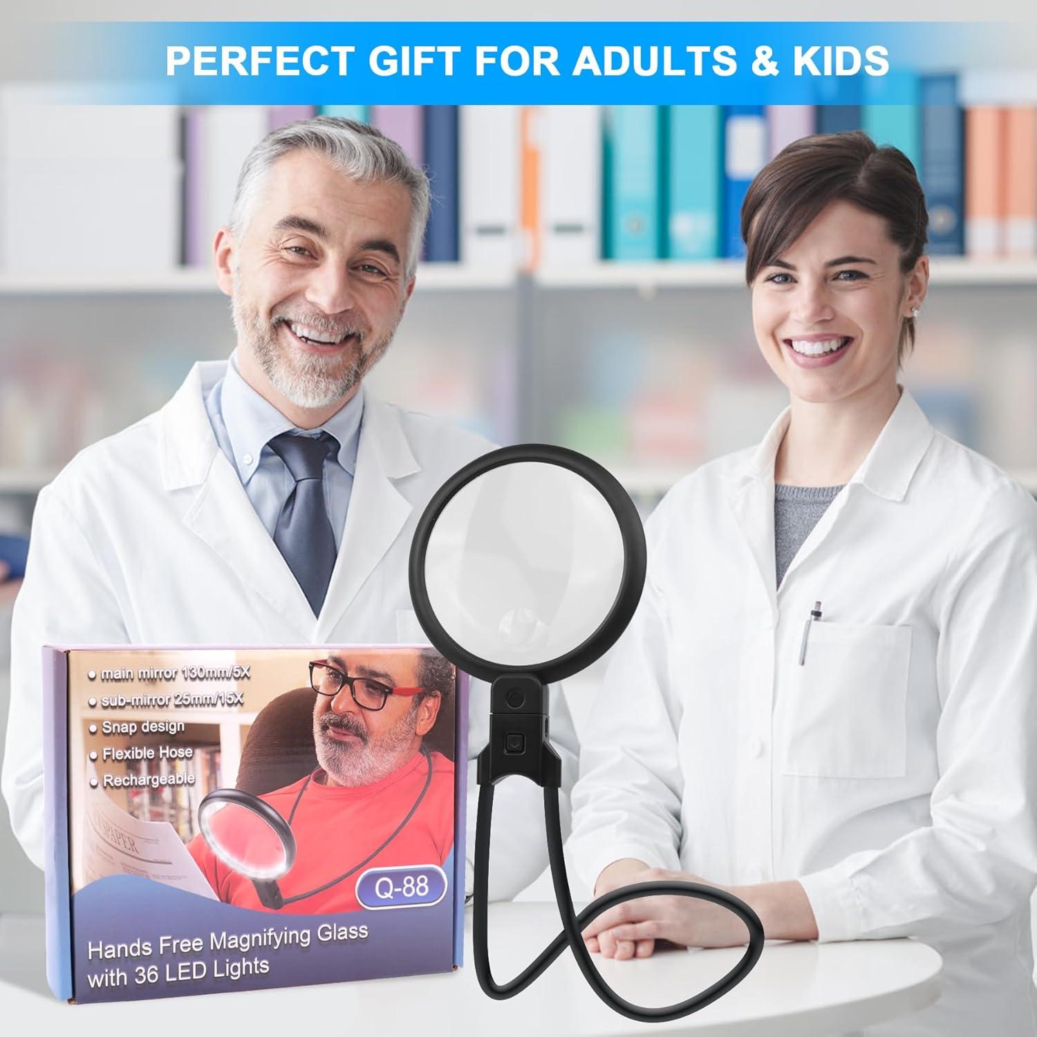 Lupa de Manos Libres con Luz Molebe 5X 15X Recargable