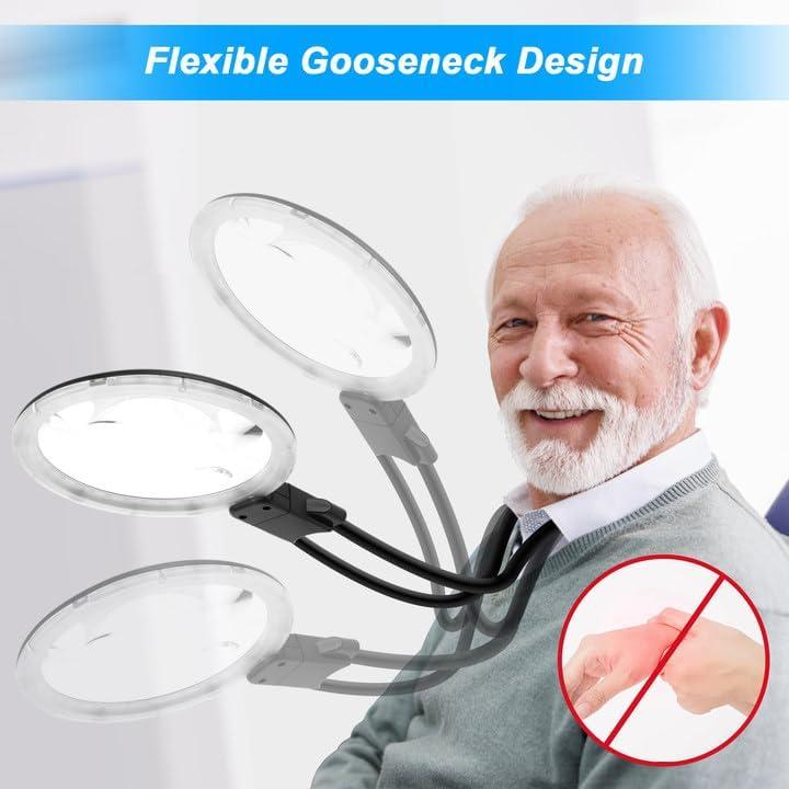 Lupa de Manos Libres con Luz Molebe 5X 15X Recargable