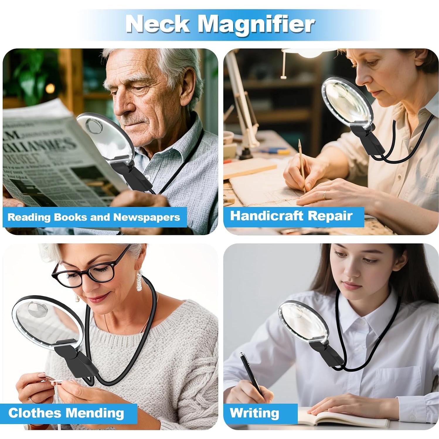 Lupa con Luz Manos Libres VOCOMAXA 5x 12.07 cm LED Ajustable