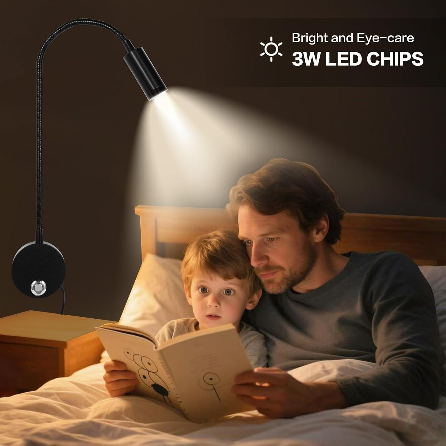 Luz de Lectura Montada en Pared FORHIZHOM con Brazo Flexible 38cm