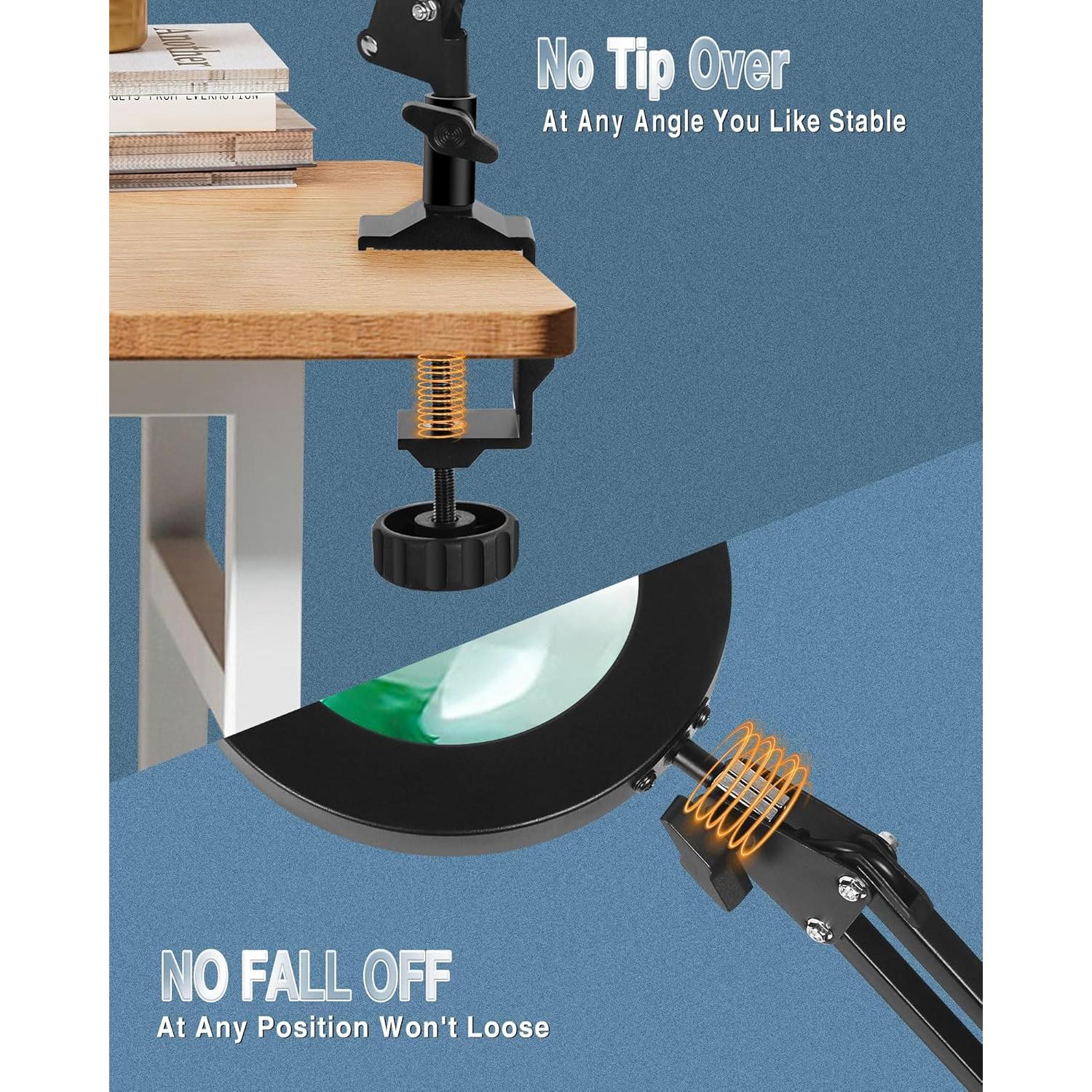 Lámpara de Escritorio con Lupa NOEVSBIG 10X y Luz Ajustable