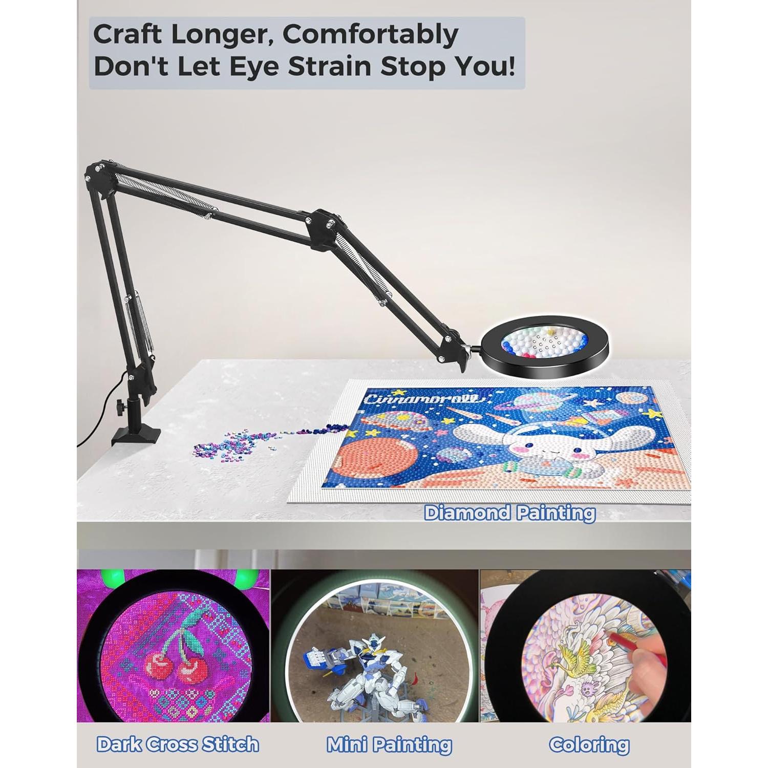 Lámpara de Escritorio con Lupa NOEVSBIG 10X y Luz Ajustable