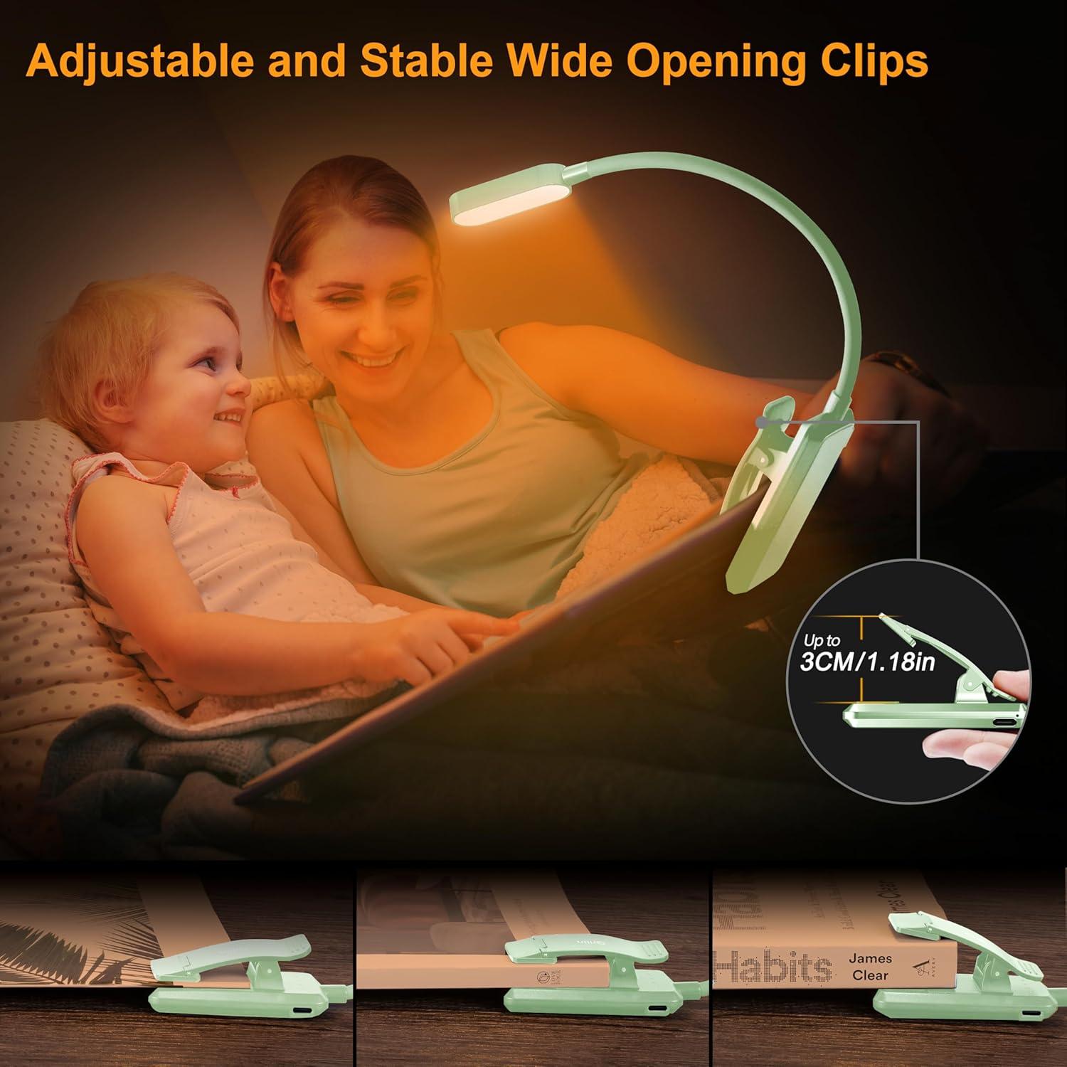 Luz de Libro Recargable Gritin 16 LED Cian, 3 Temperaturas