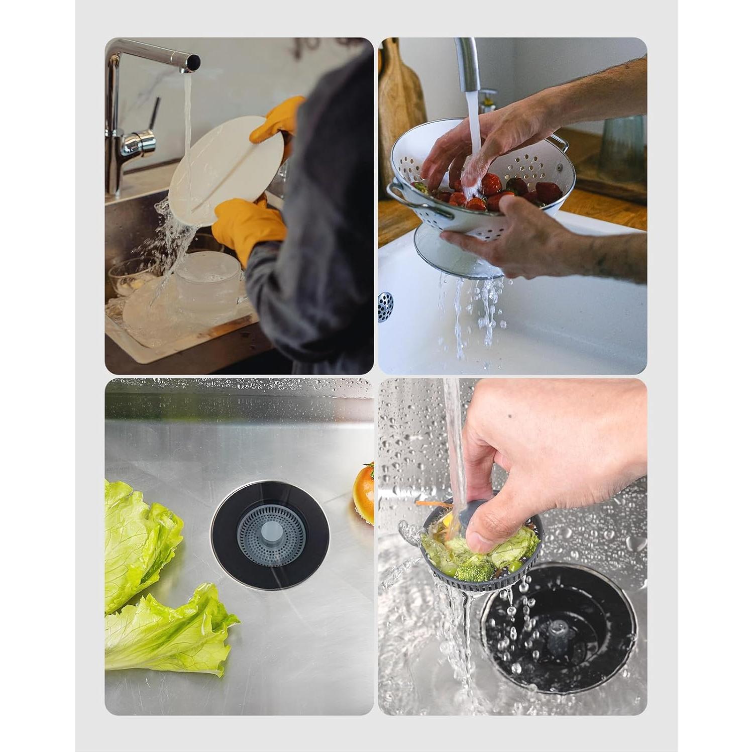 Filtro y Tapón de Drenaje Hibbent Acero Inoxidable 3 en 1 Negro