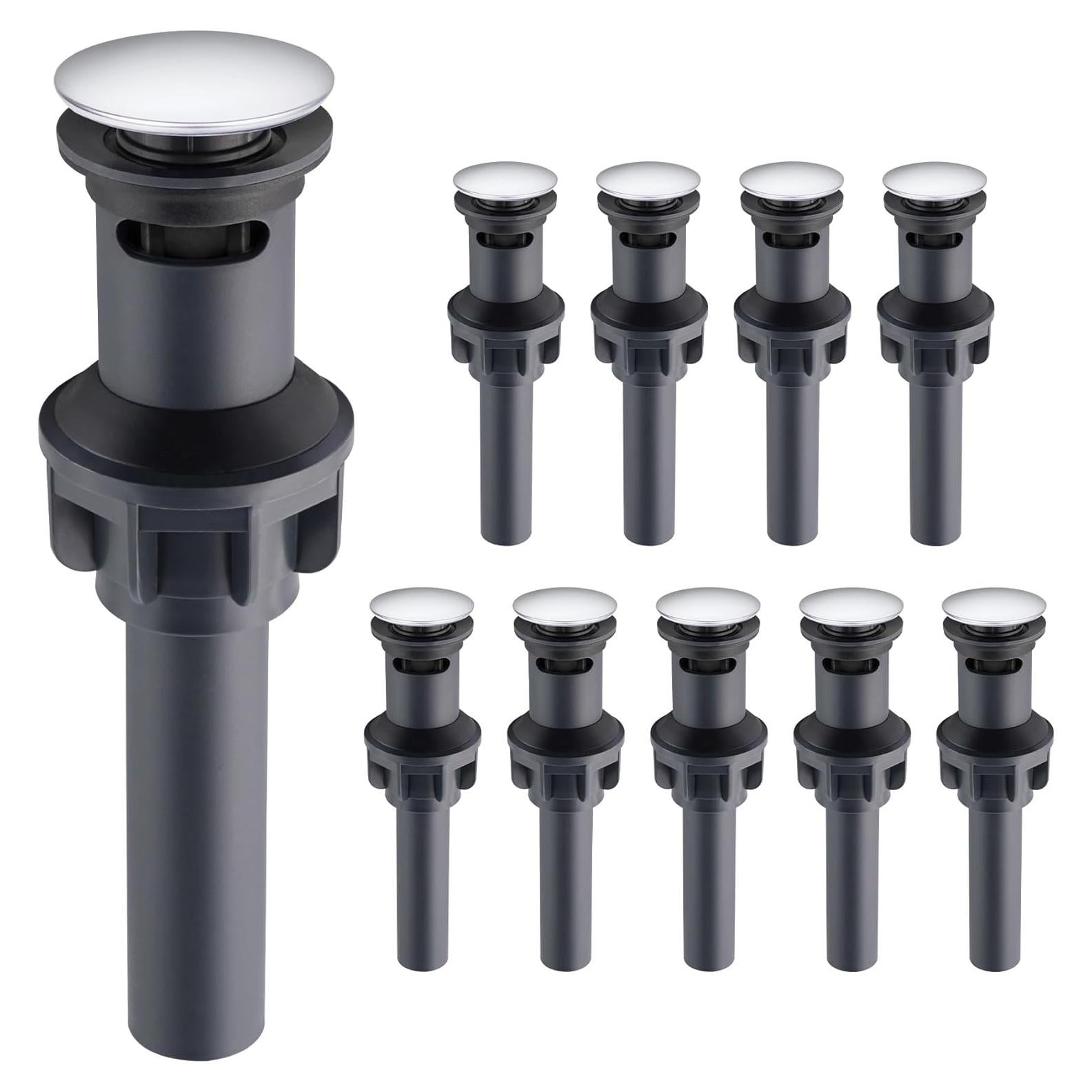 Hibbent 10 Tapones Universales para Lavabo de Baño Cromo