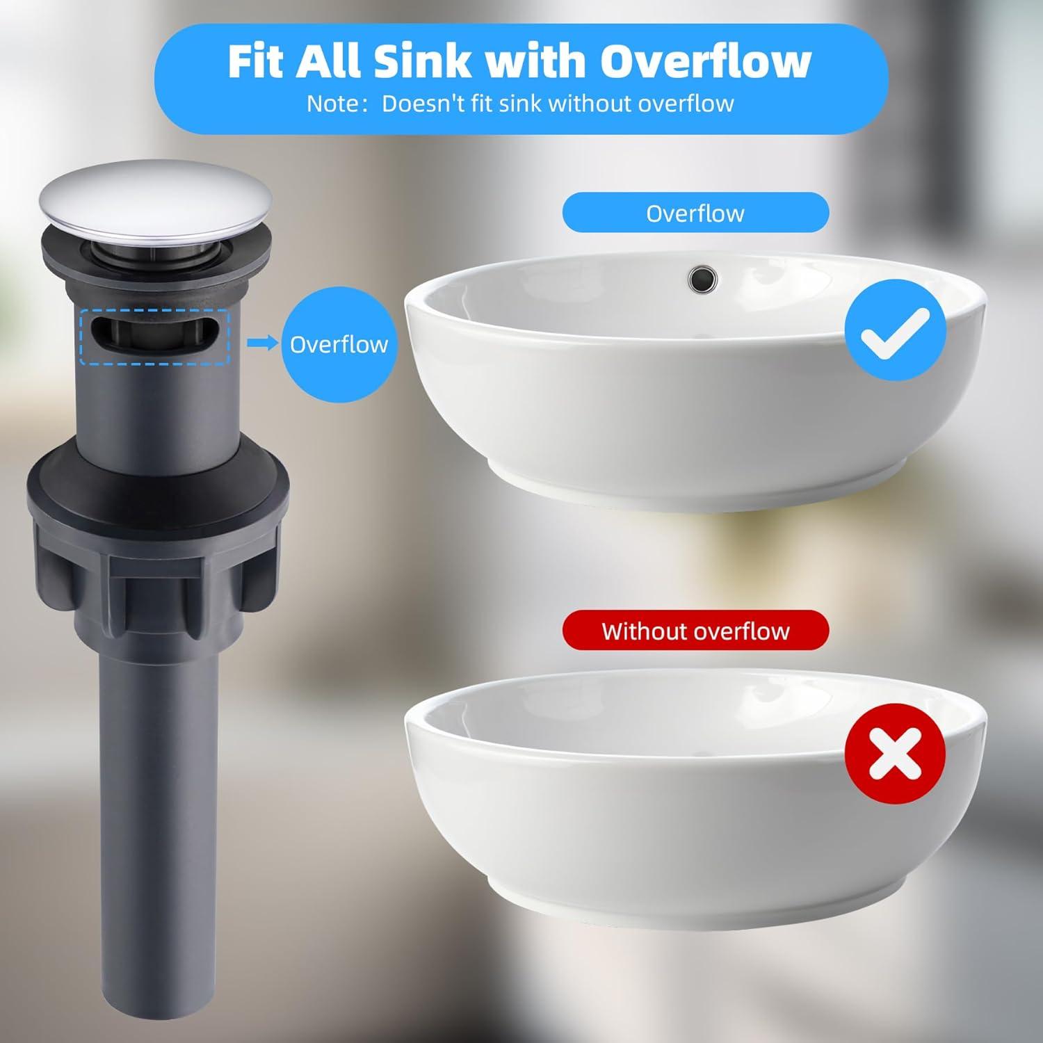 Hibbent 10 Tapones Universales para Lavabo de Baño Cromo