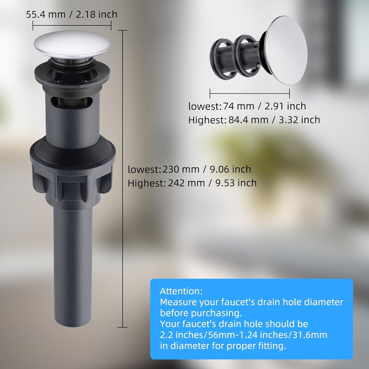 Hibbent 10 Tapones Universales para Lavabo de Baño Cromo