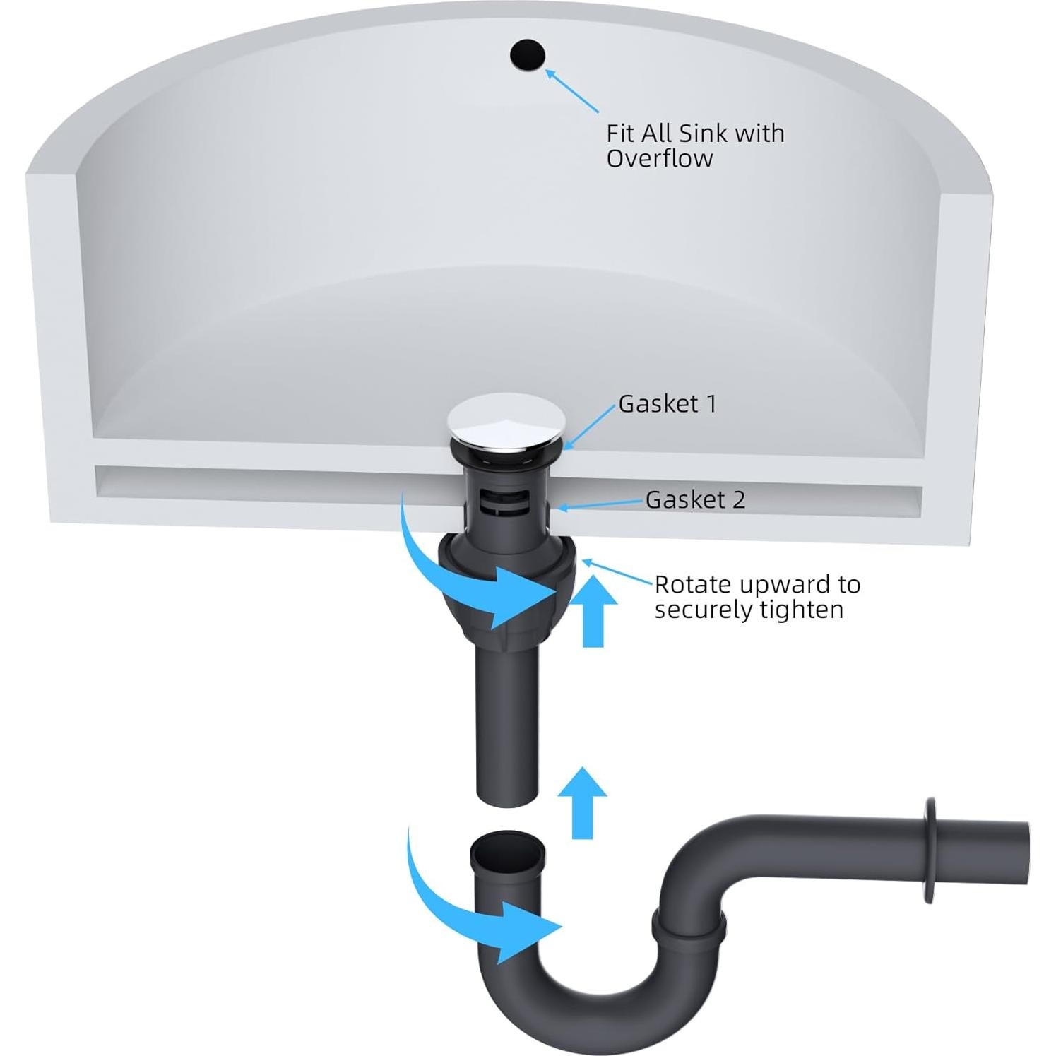 Hibbent 10 Tapones Universales para Lavabo de Baño Cromo