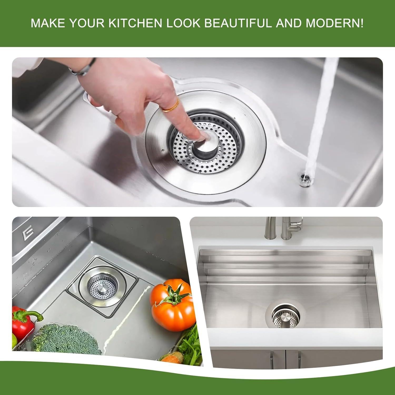 Colador de Fregadero ChicHomey 3 en 1 Acero Inoxidable 304