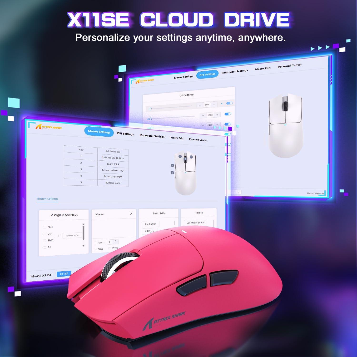 Ratón Gaming Inalámbrico ATTACK SHARK X11SE 22000 DPI Rojo