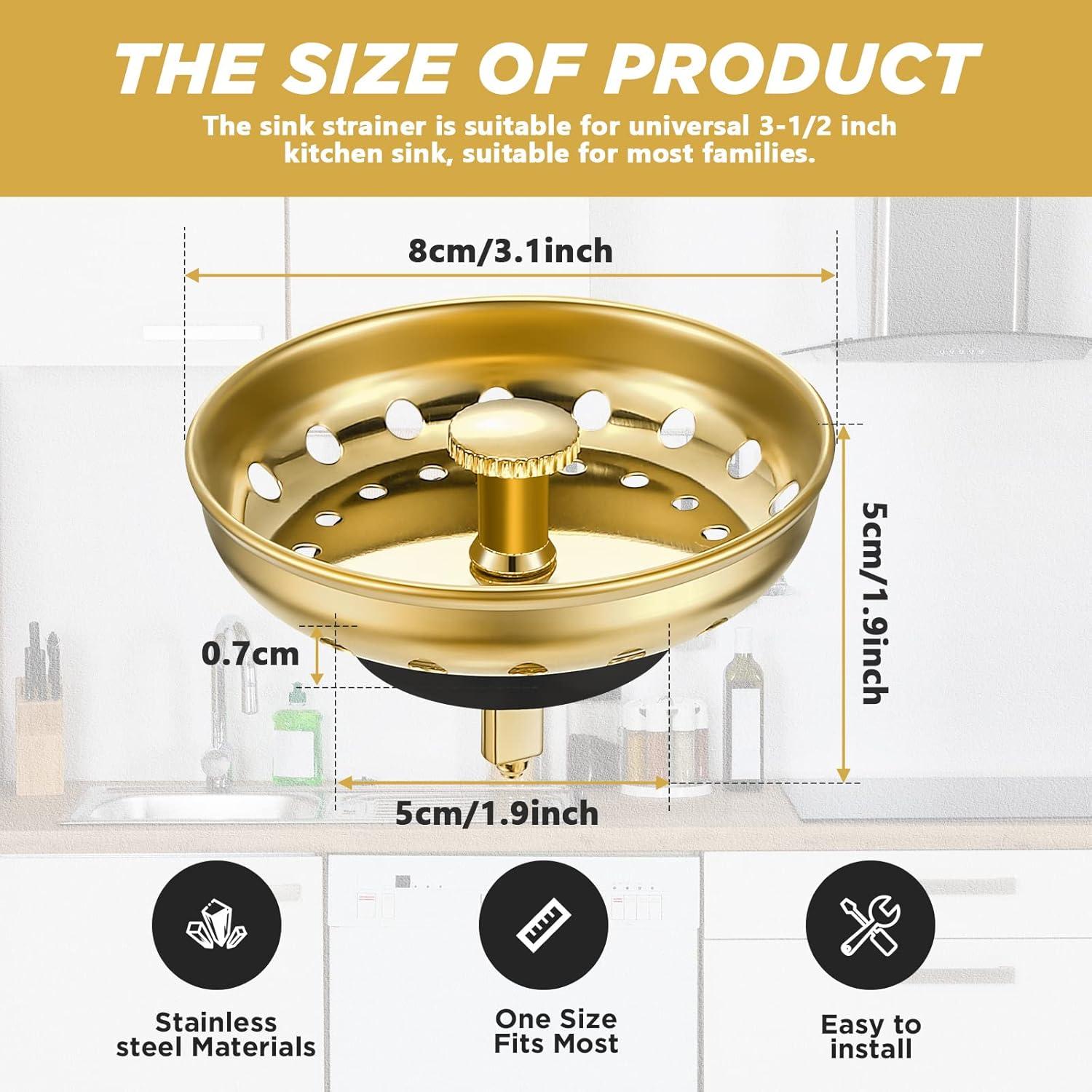 Filtro de Desagüe de Acero Inoxidable Retisee 2 Pcs 8.89 cm Oro