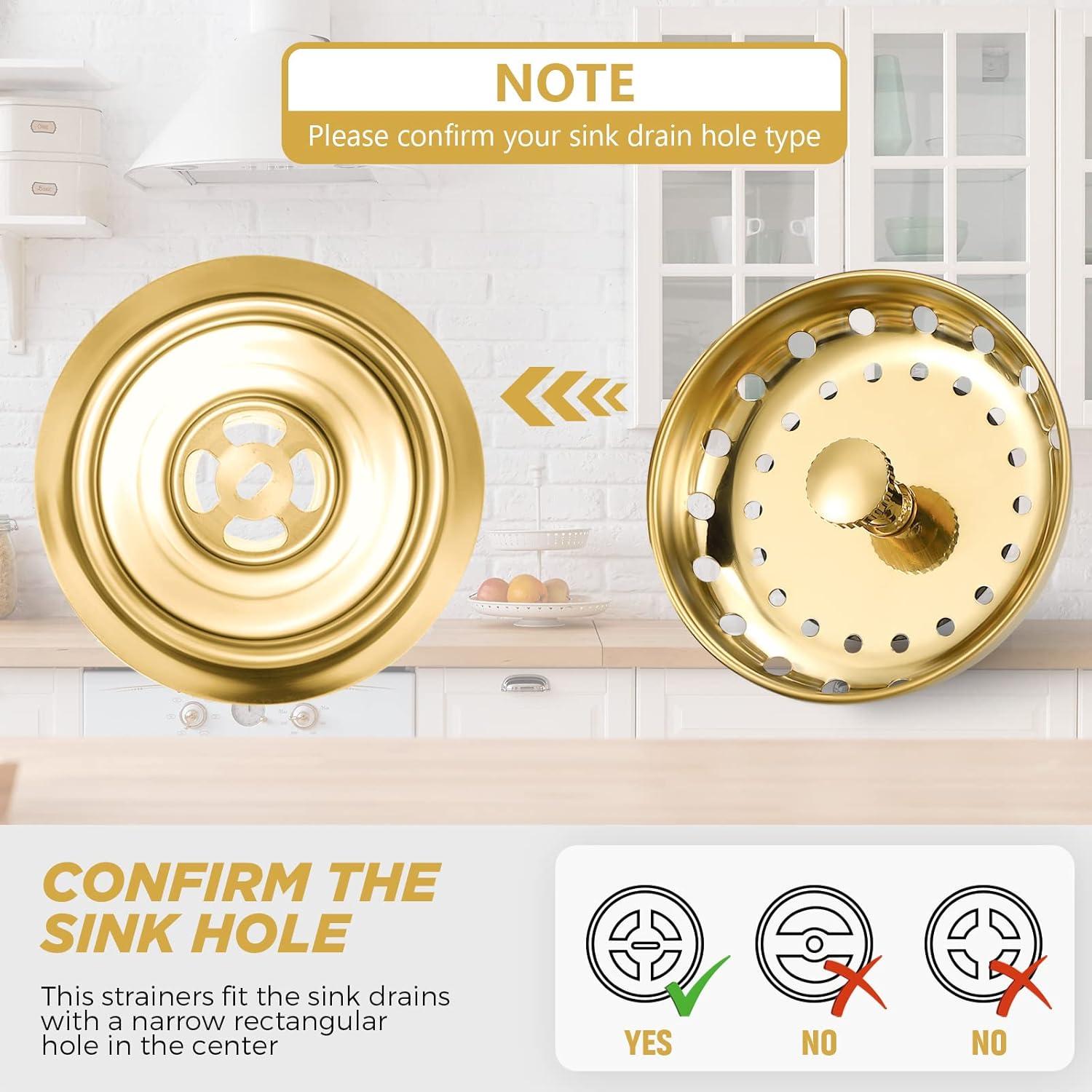 Filtro de Desagüe de Acero Inoxidable Retisee 2 Pcs 8.89 cm Oro