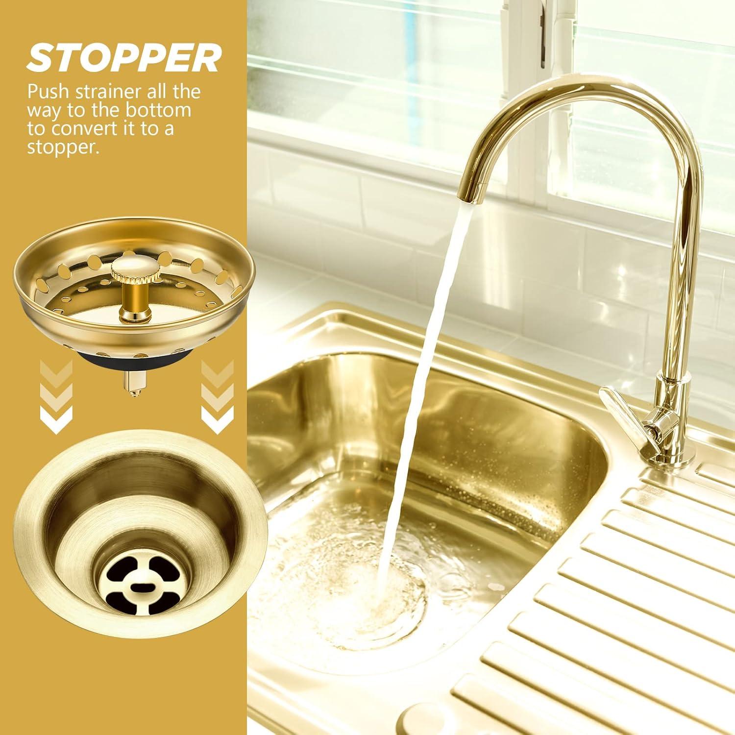 Filtro de Desagüe de Acero Inoxidable Retisee 2 Pcs 8.89 cm Oro