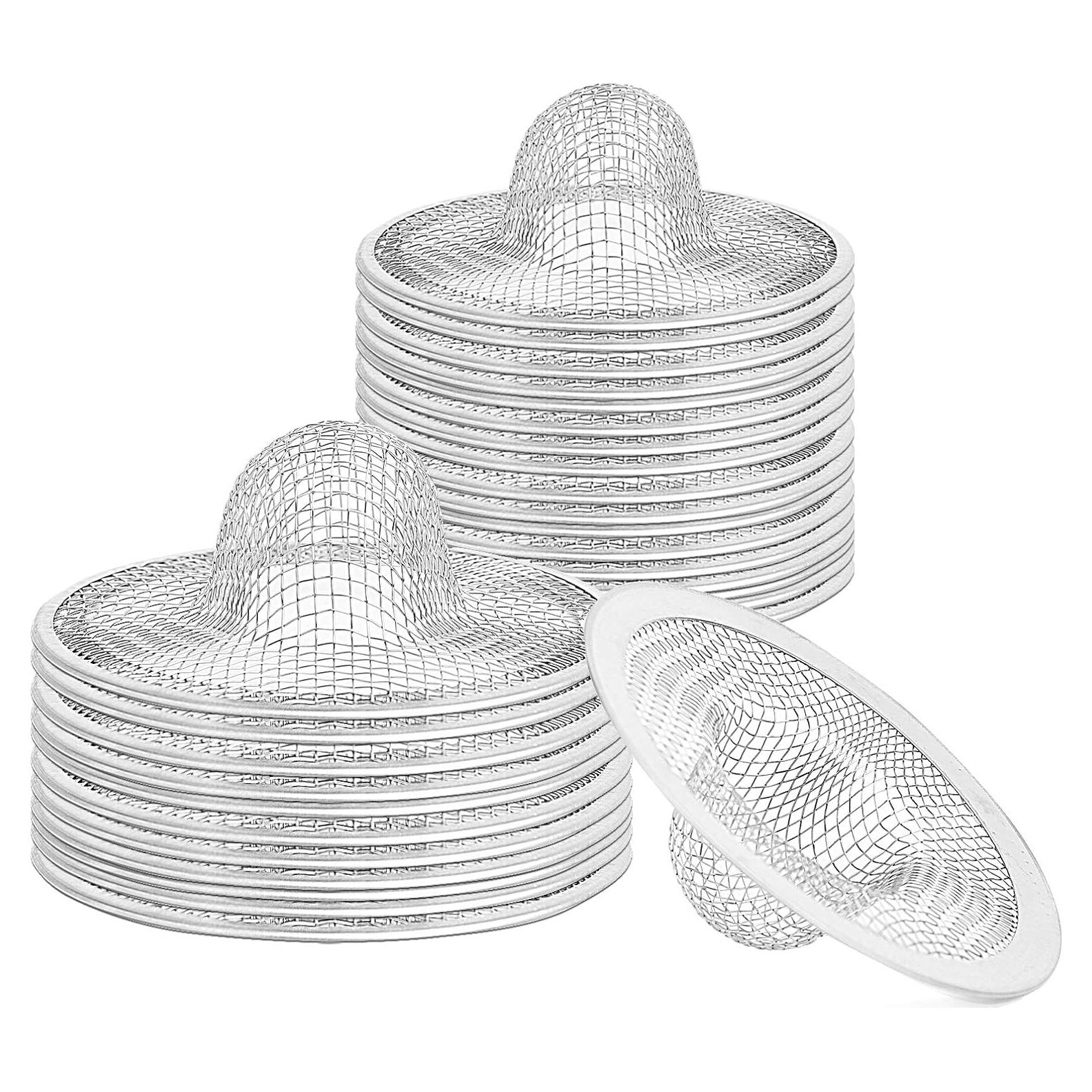 Juego de 50 Filtros de Desagüe Kingrol Acero Inoxidable 7 cm