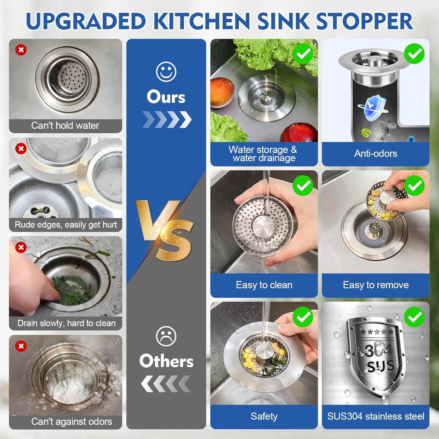 Colador de desagüe de fregadero 3 en 1 WarmSpray acero inoxidable