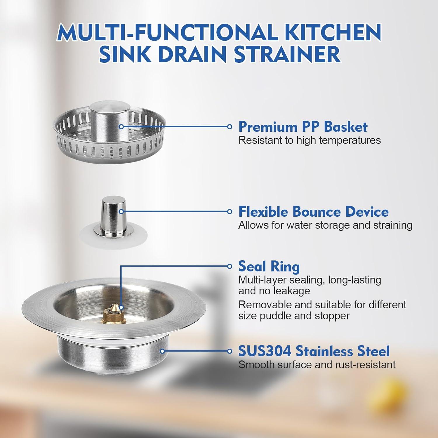 Colador de desagüe de fregadero 3 en 1 WarmSpray acero inoxidable