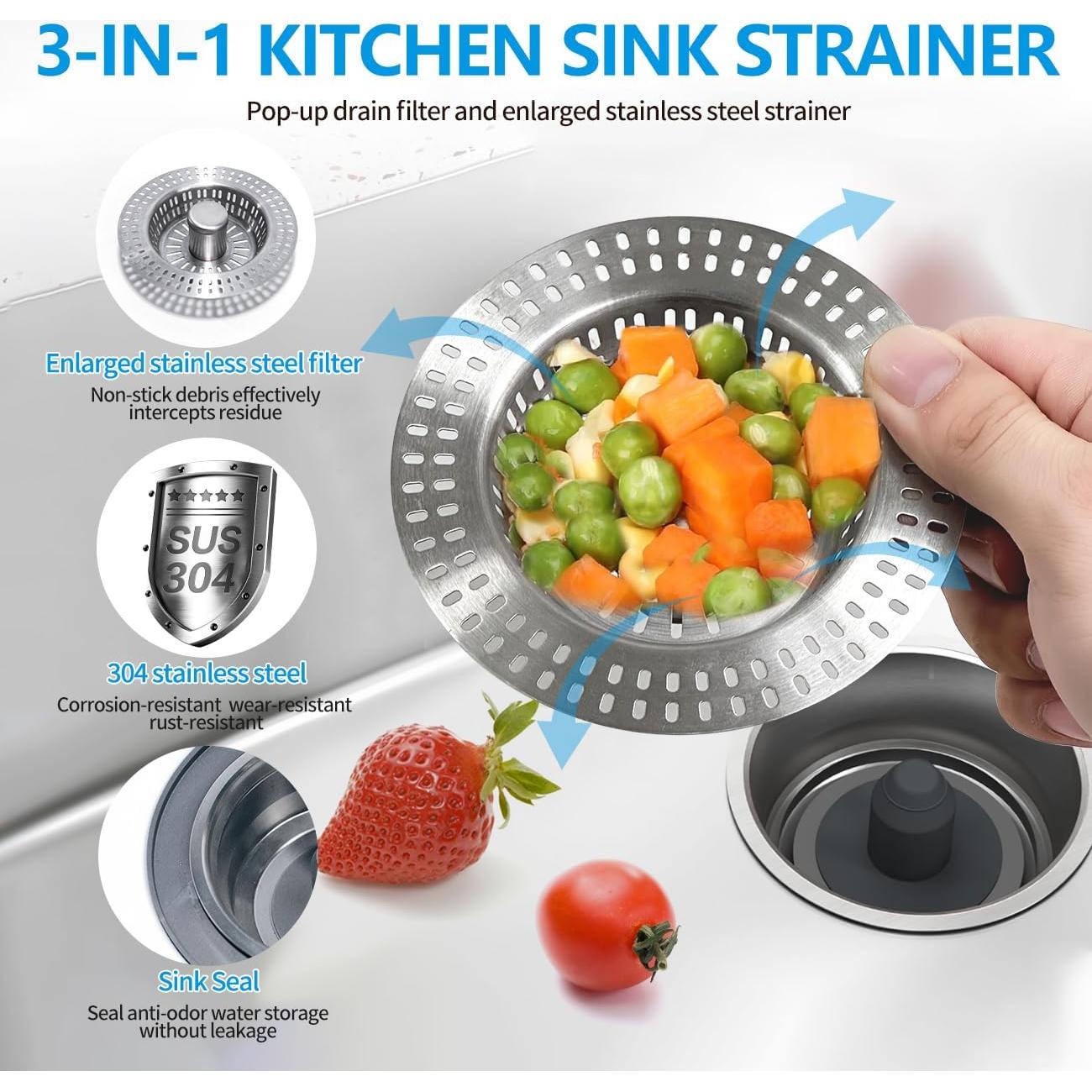 Colador de Drenaje 3 en 1 AAEJE Acero Inoxidable 8.6 cm