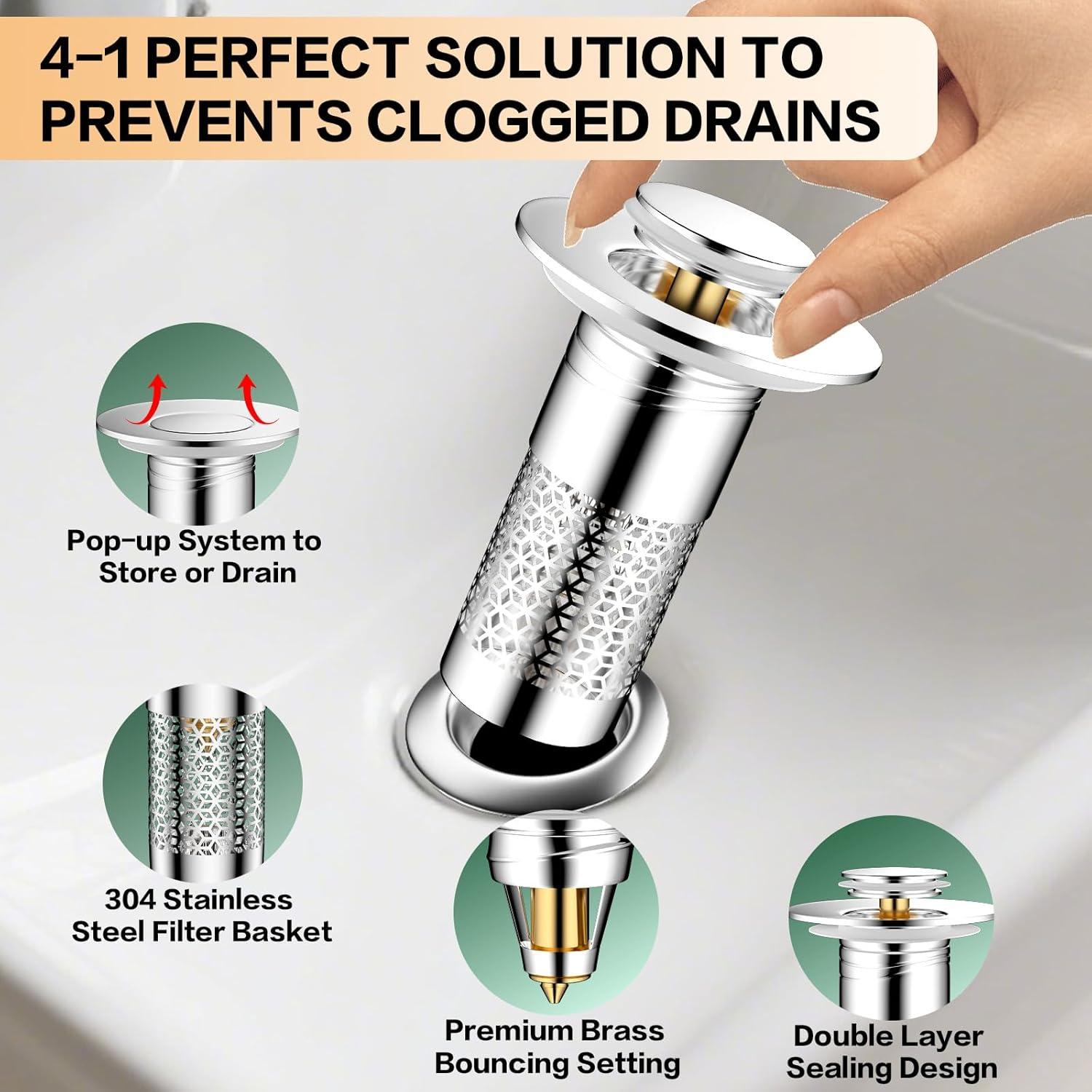 Colador de desagüe Balavina 2 paquetes, tapón universal extraíble