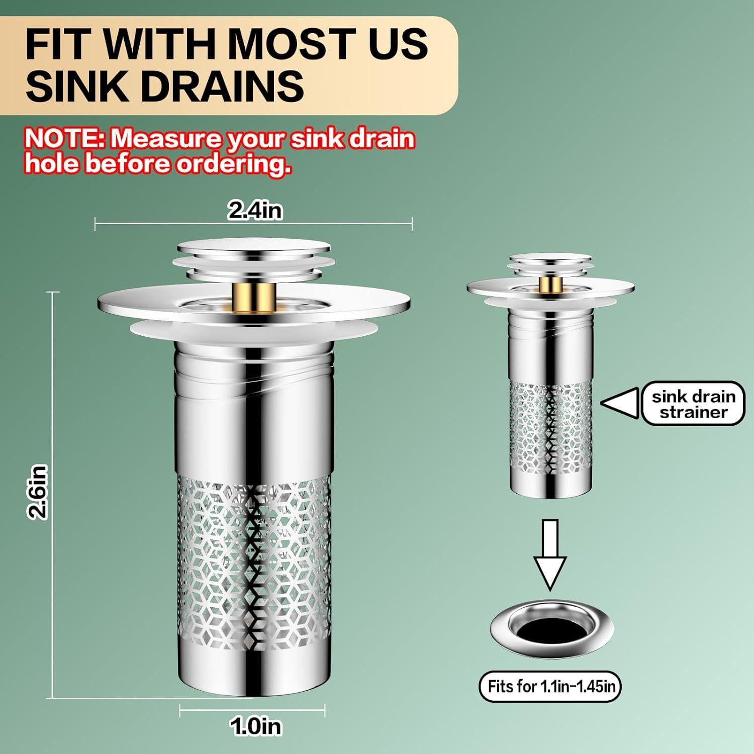 Colador de desagüe Balavina 2 paquetes, tapón universal extraíble