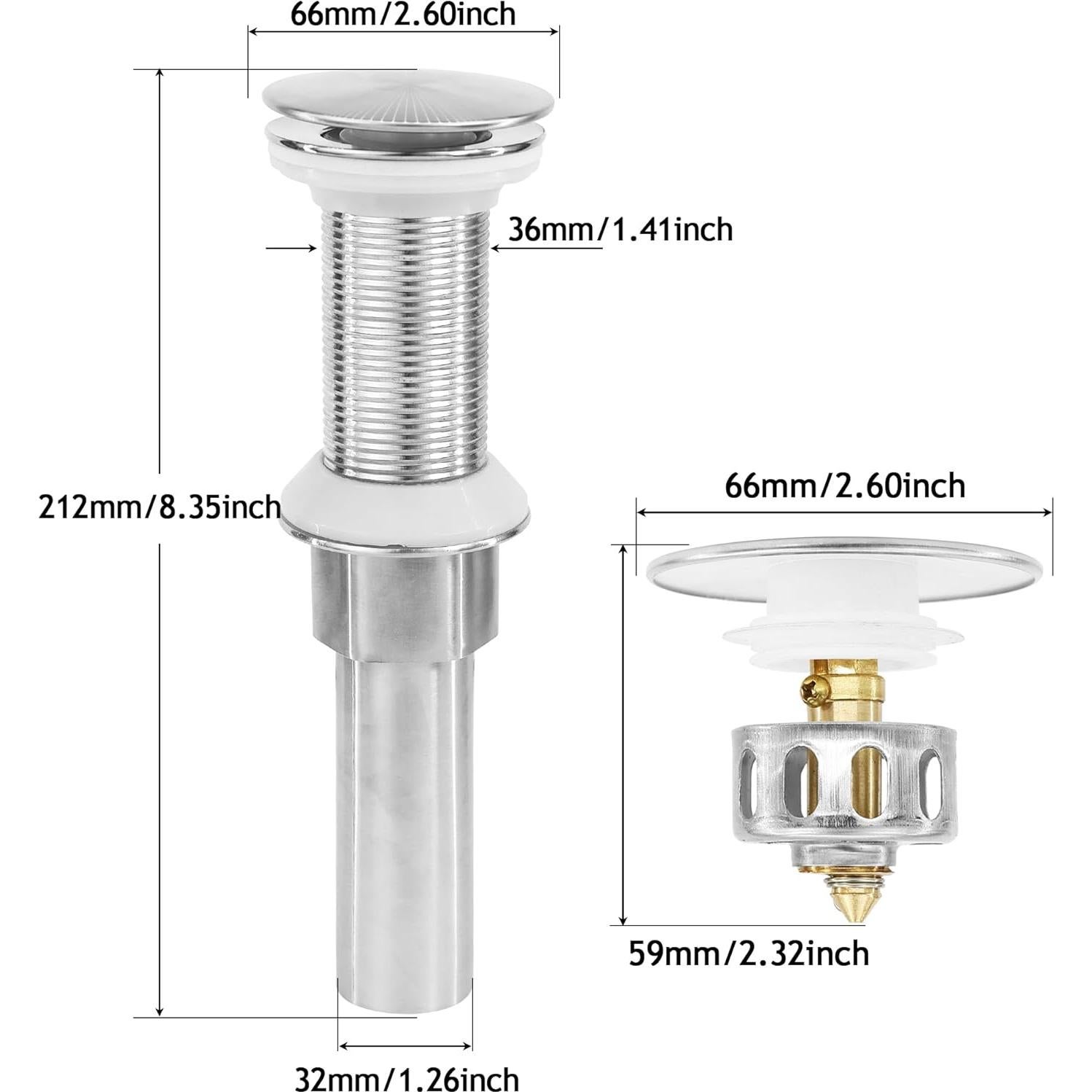 Desagüe de Lavabo Rackickyer Niquel Cepillado Sin Desbordamiento
