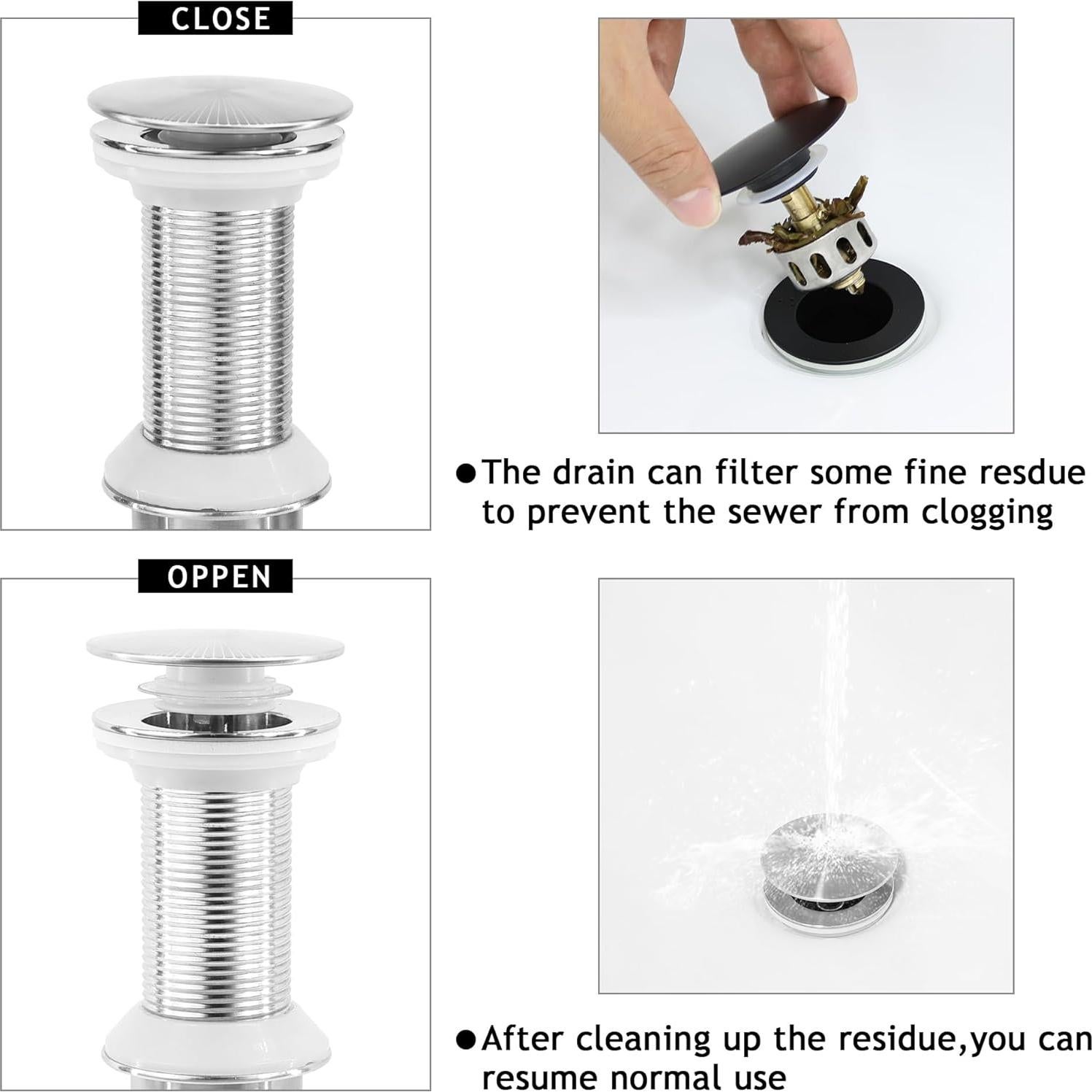 Desagüe de Lavabo Rackickyer Niquel Cepillado Sin Desbordamiento