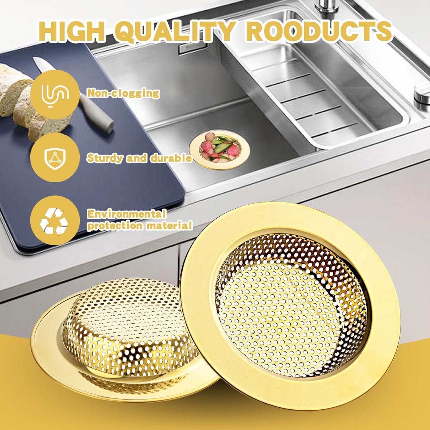 Colador de desagüe de fregadero RQYEKDO 2 piezas acero inoxidable 11.18 cm