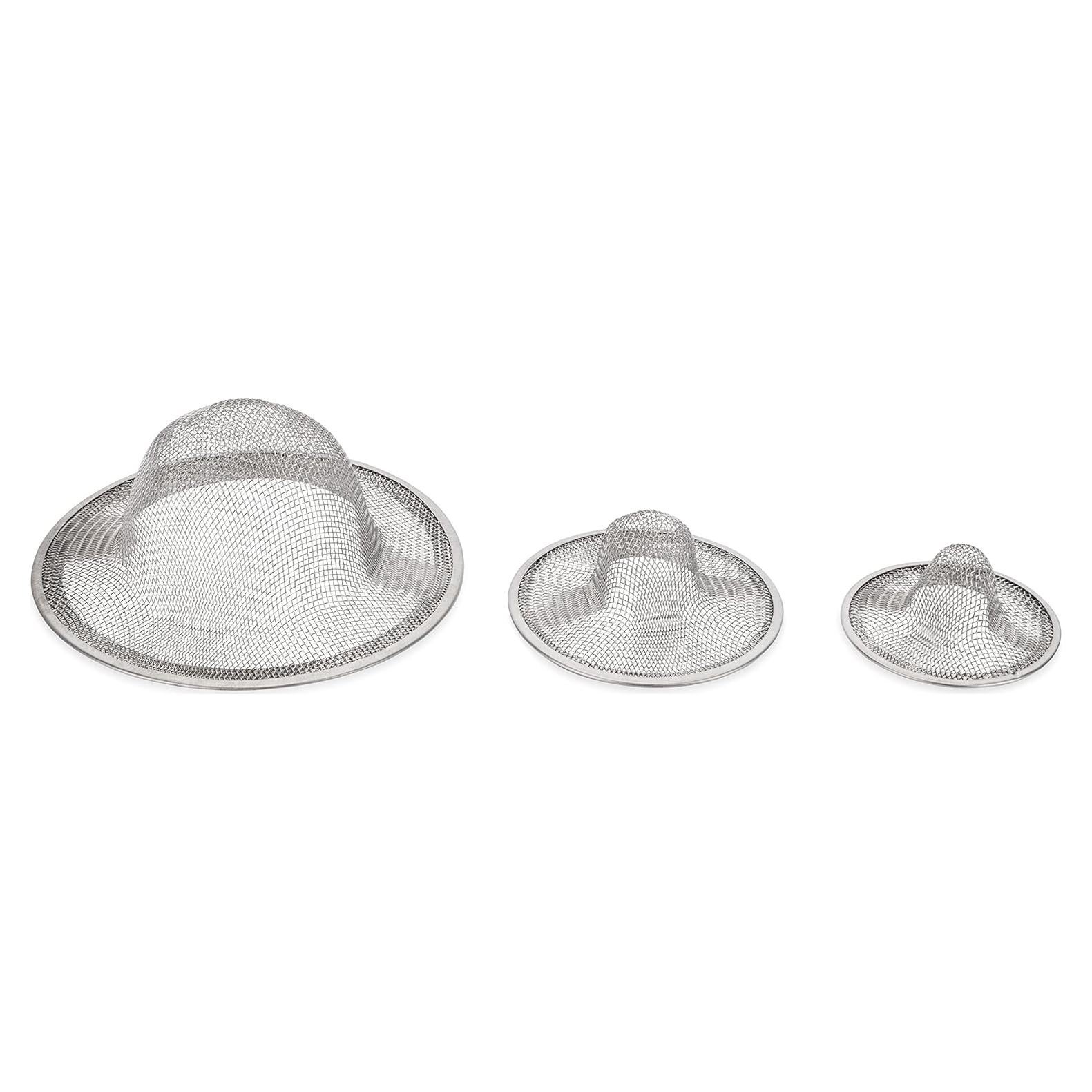 Coladores de Drenaje Camco | Acero Inoxidable | Paquete de 3 Tamaños