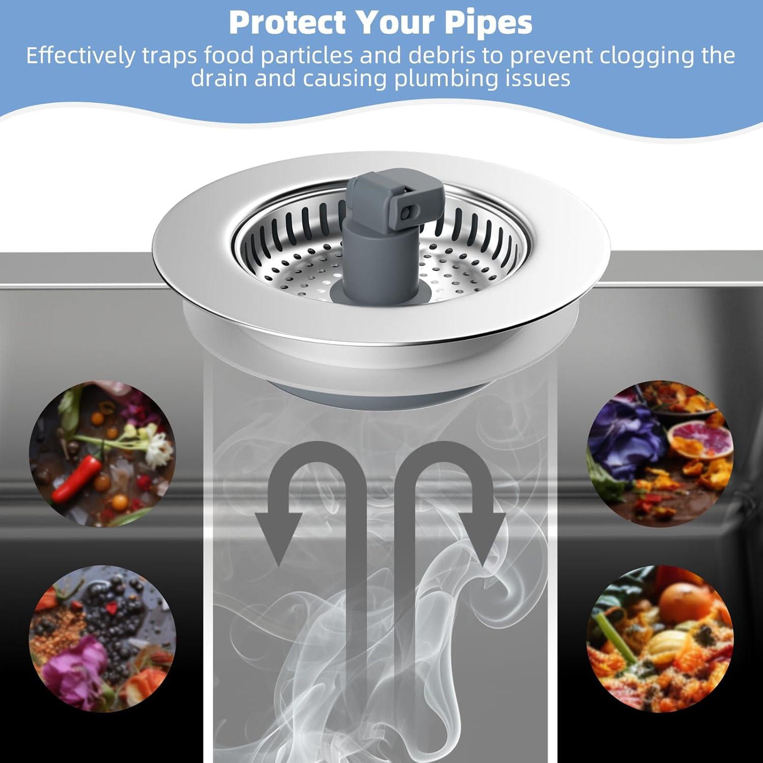 Colador de Drenaje Hibbent 3 en 1 Acero Inoxidable 8.89 cm