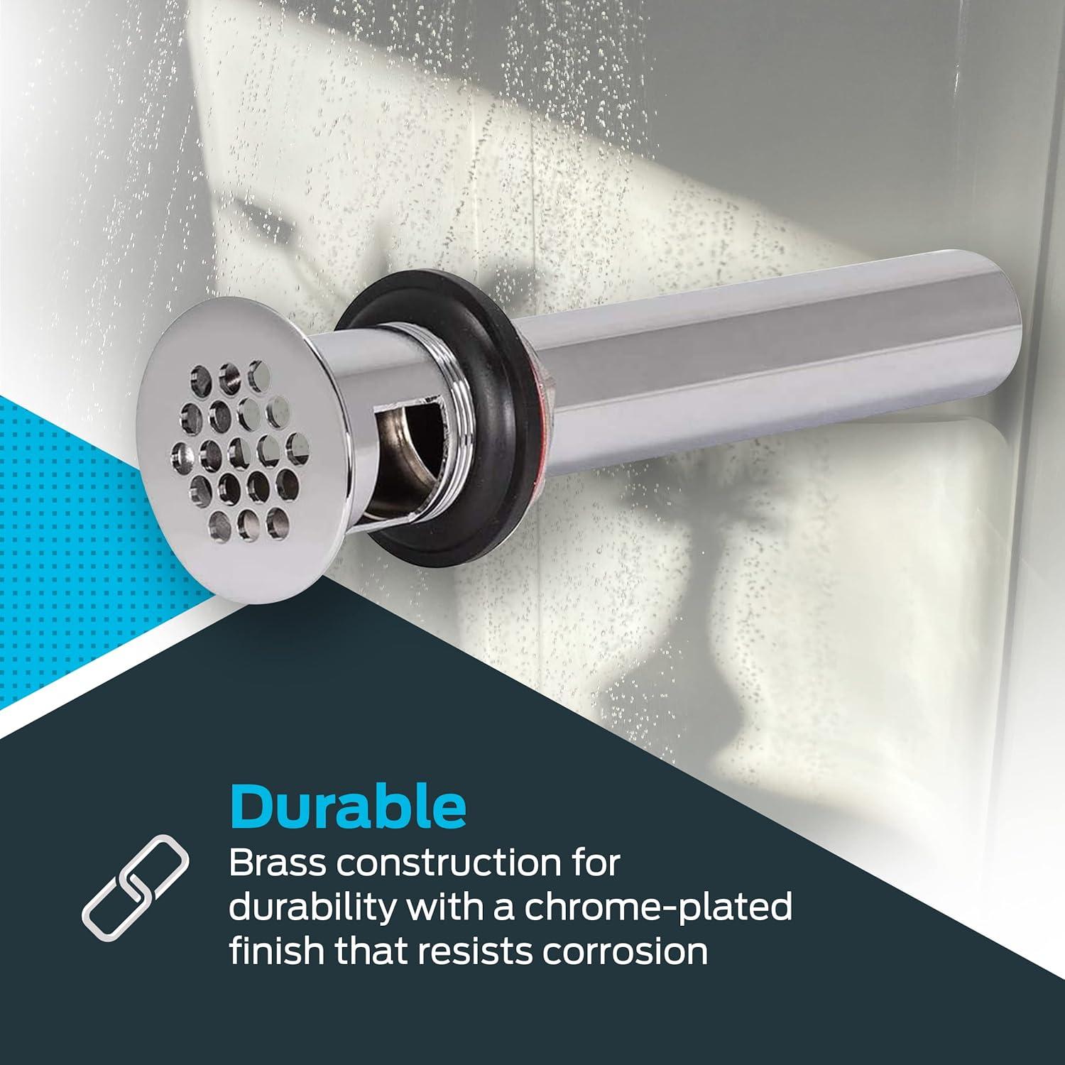 Filtro de Desagüe para Lavabo de Baño Eastman 1-1/4" x 8" Cromado