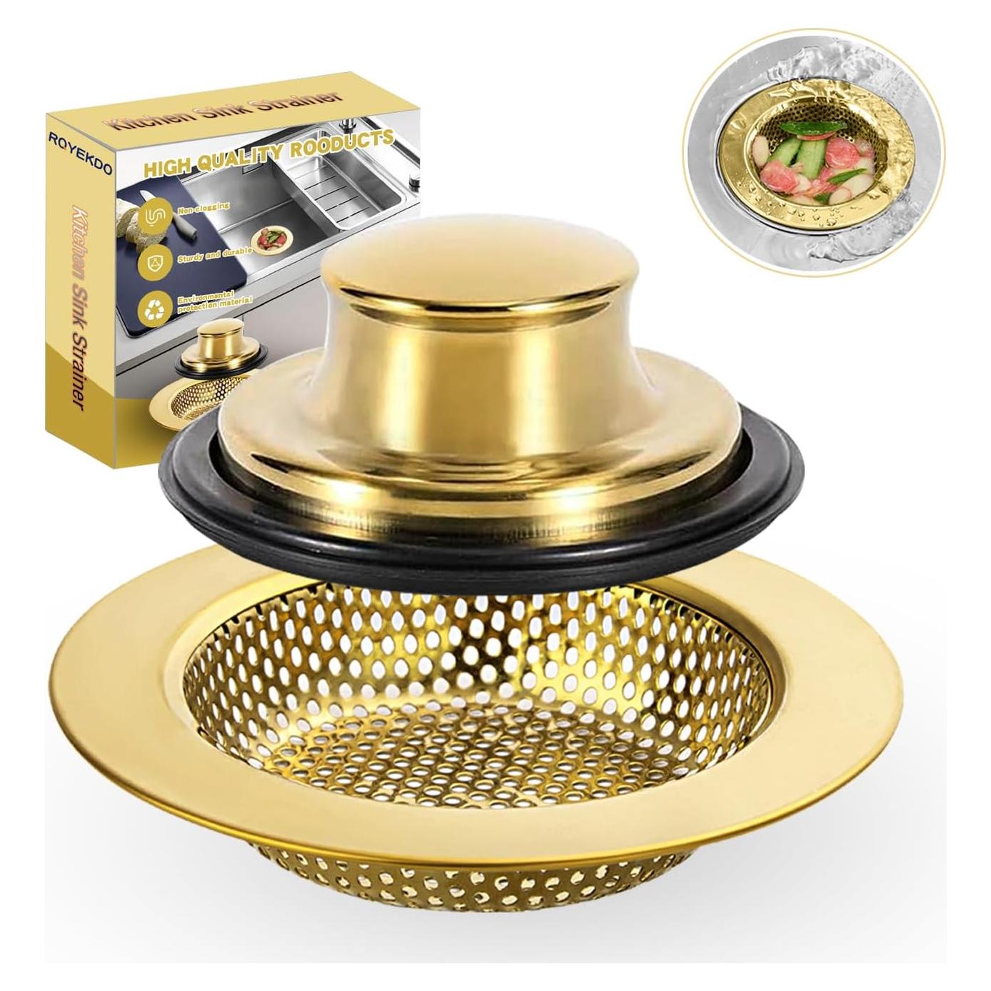 Juego de Filtros y Tapón para Fregadero RQYEKDO Acero Inoxidable 11.18 cm