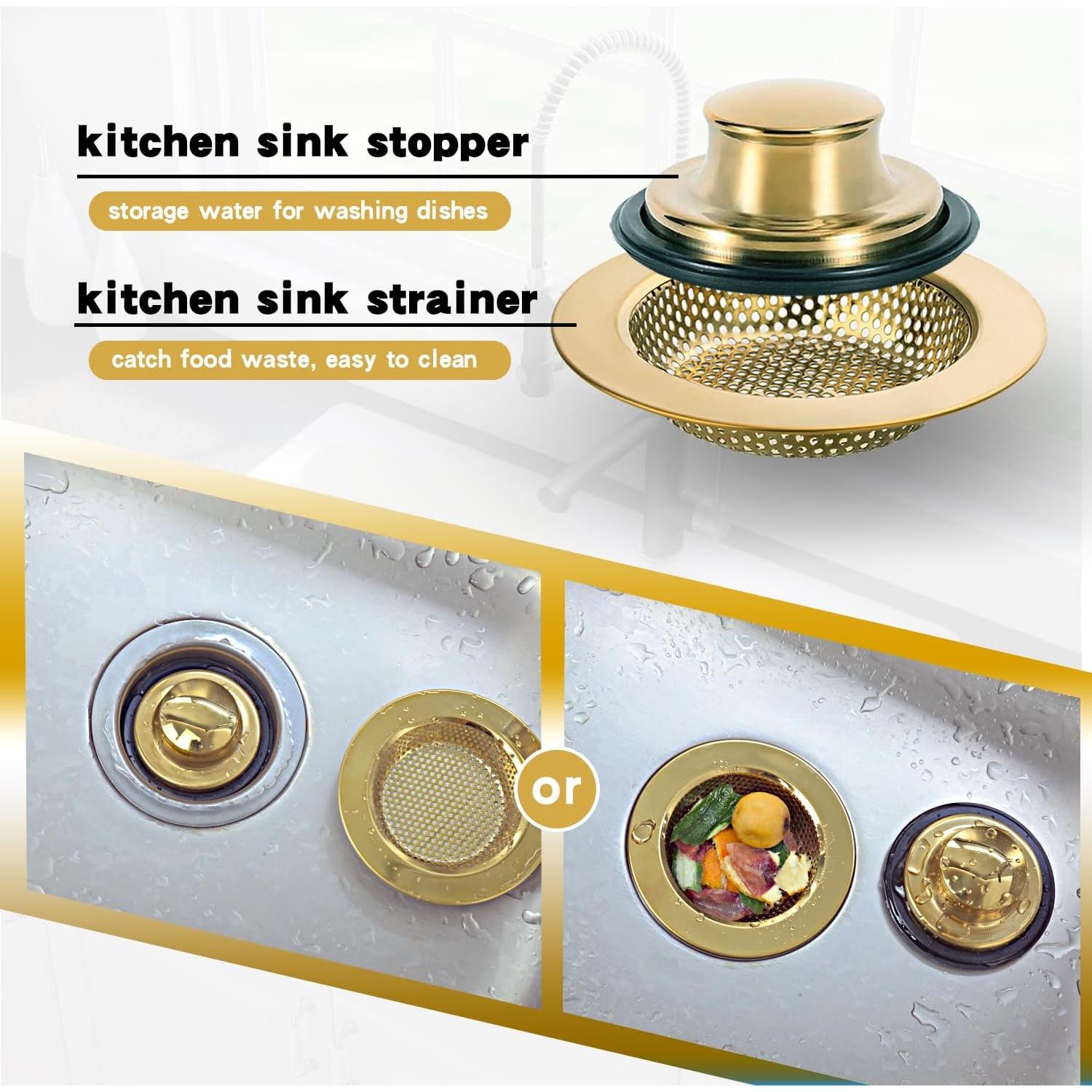 Juego de Filtros y Tapón para Fregadero RQYEKDO Acero Inoxidable 11.18 cm