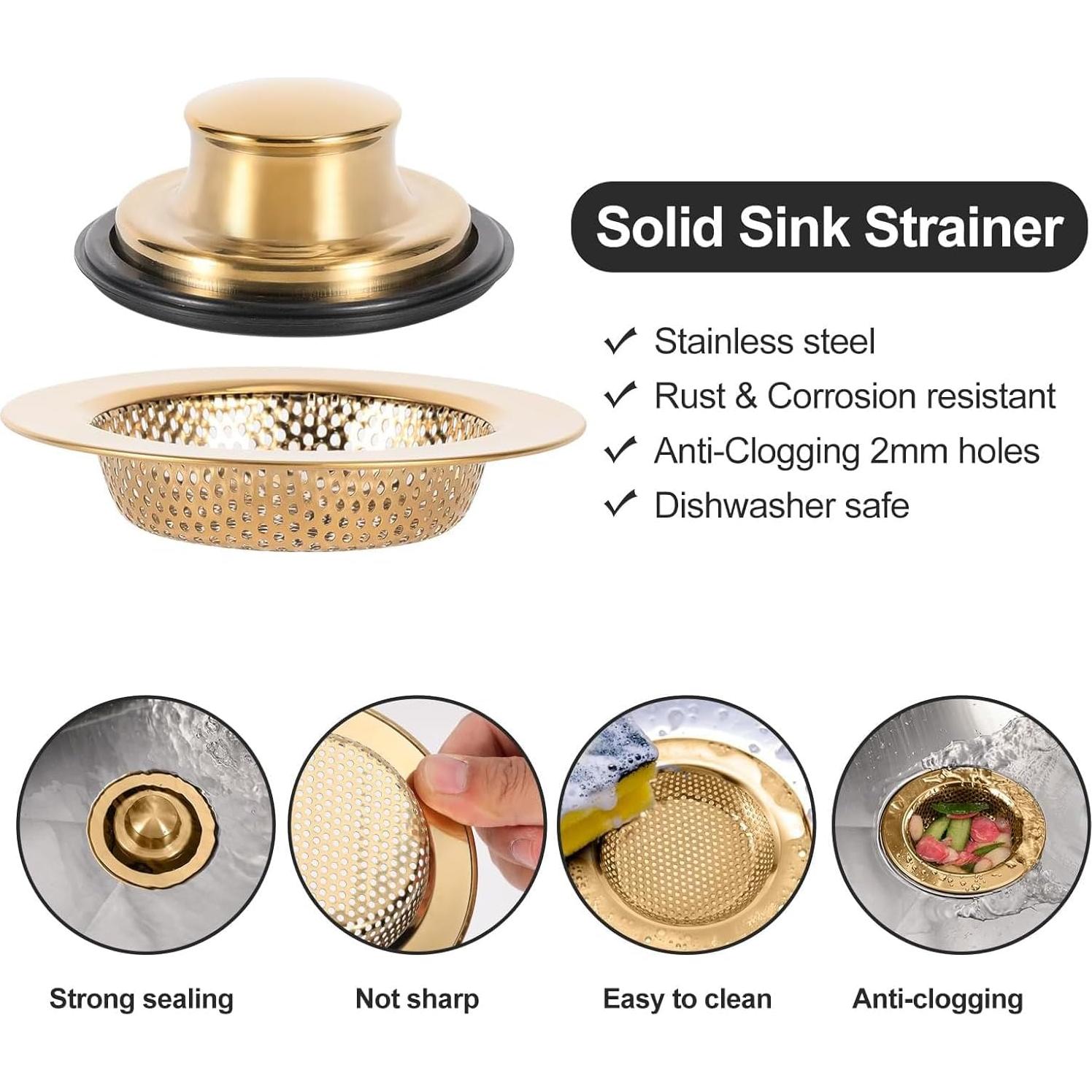 Juego de Filtros y Tapón para Fregadero RQYEKDO Acero Inoxidable 11.18 cm