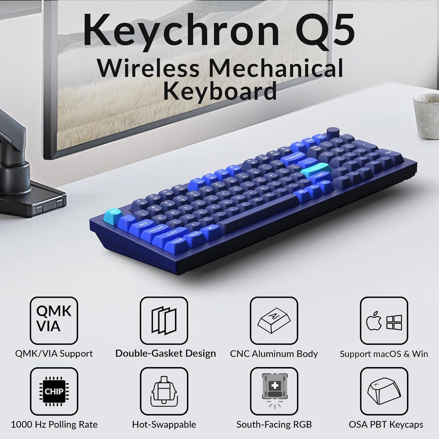 Teclado Mecánico Keychron Q5 96% Programable USB-C Gateron Azul
