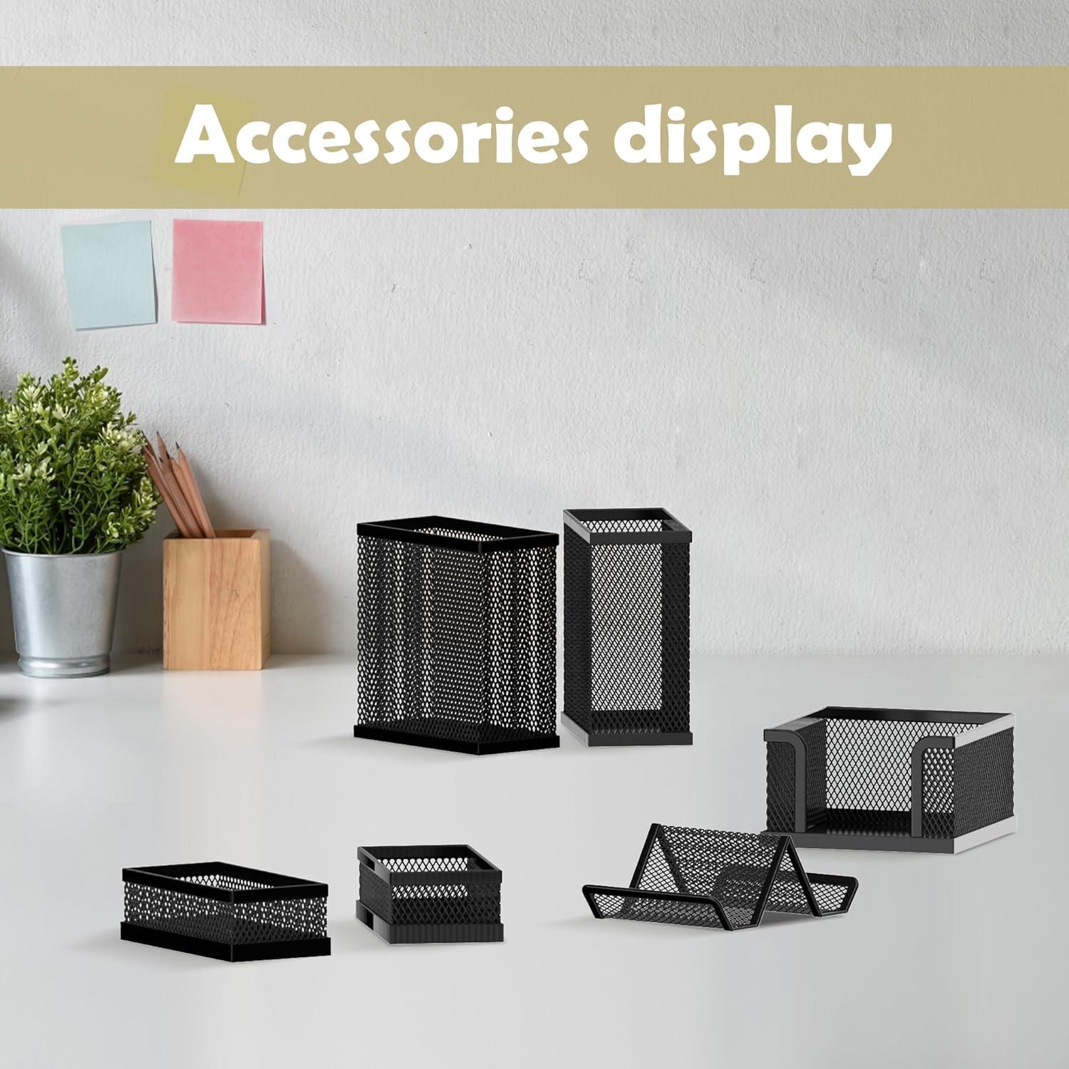 SUPEASY Organizador de Escritorio de Malla, Set de 6 Piezas, Negro