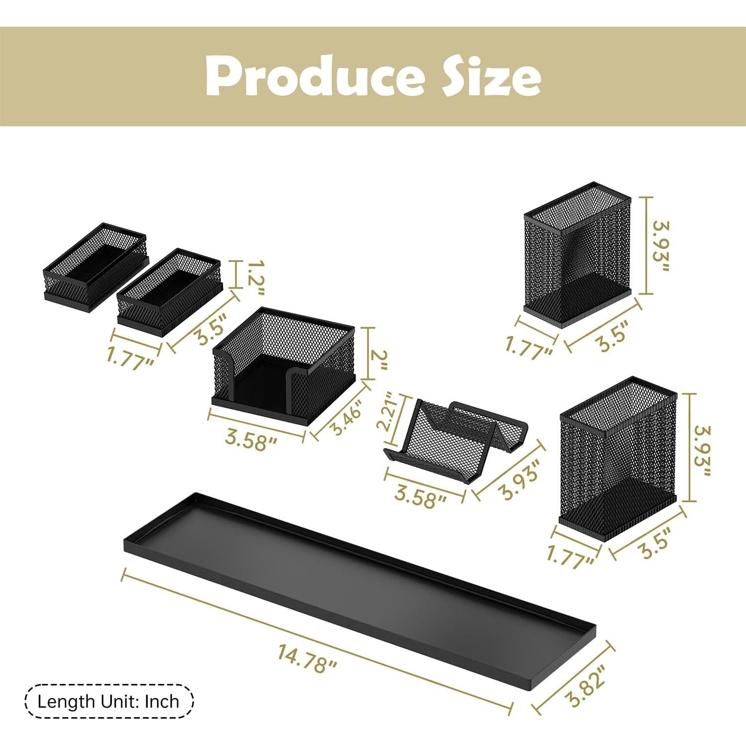 SUPEASY Organizador de Escritorio de Malla, Set de 6 Piezas, Negro