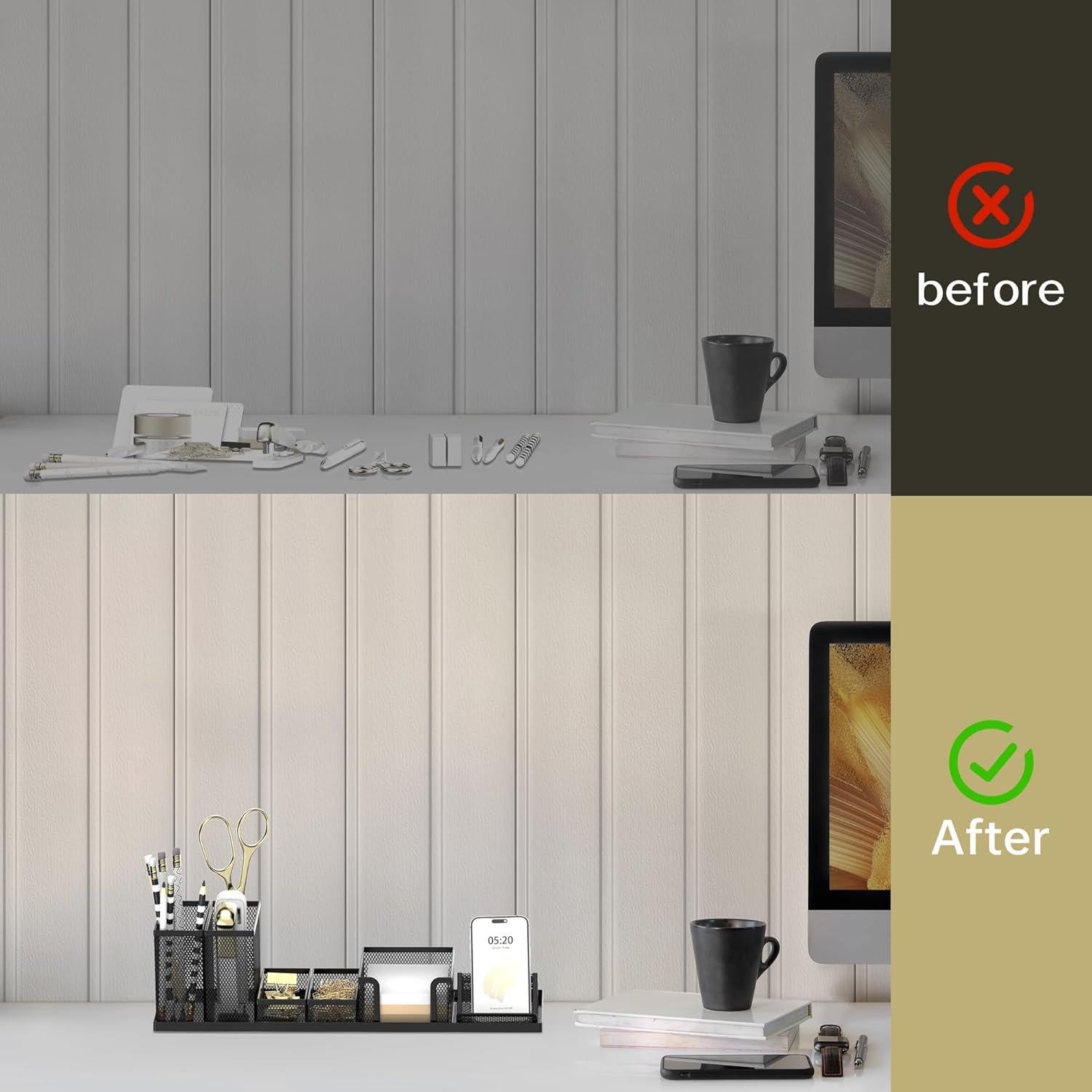 SUPEASY Organizador de Escritorio de Malla, Set de 6 Piezas, Negro