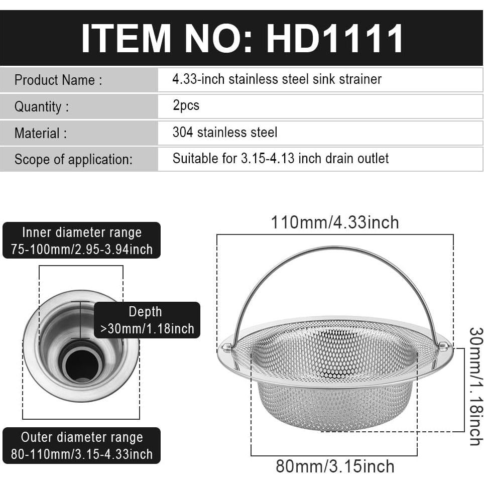 Colador de Fregadero de Acero Inoxidable Haodex 11 cm
