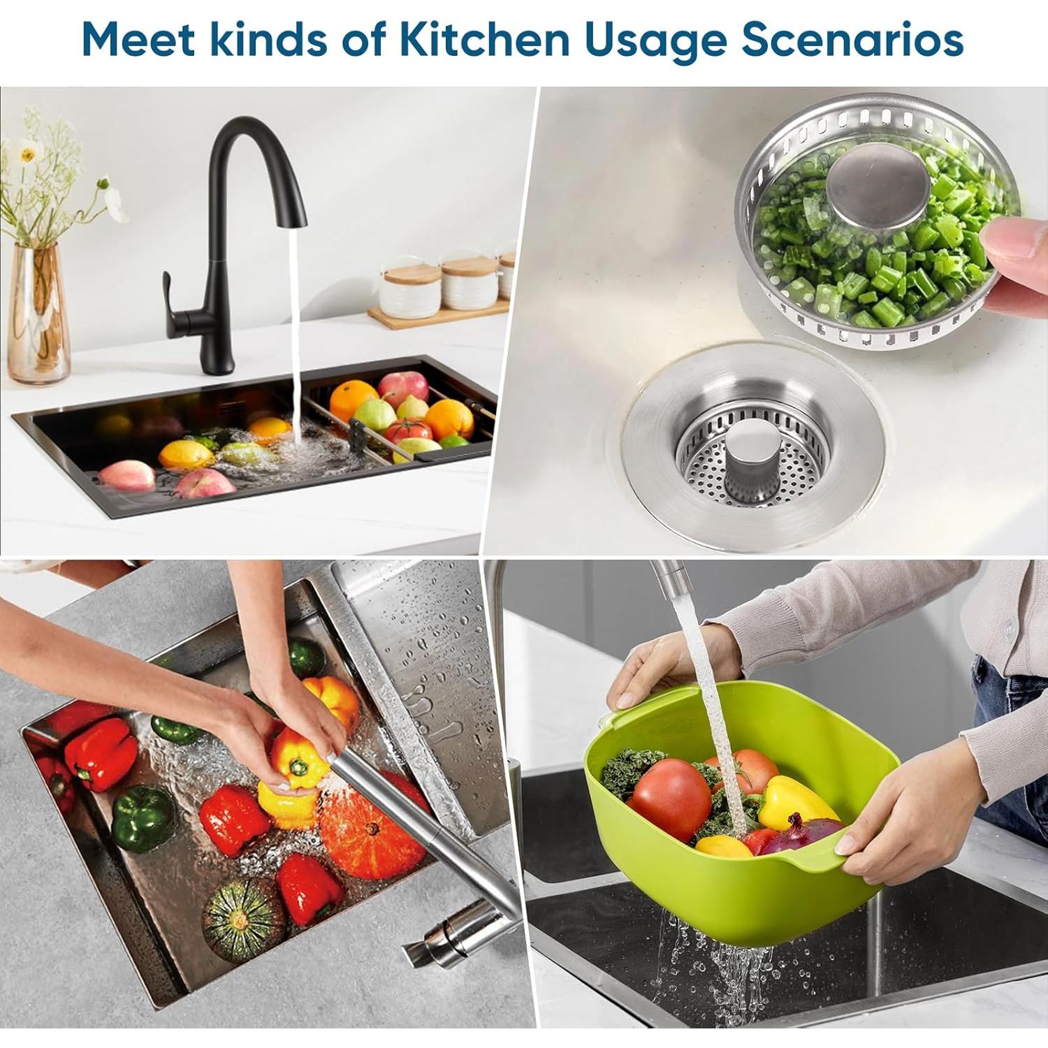 Colador y Tapón de Desagüe de Fregadero NSYRT 3 en 1 Acero Inoxidable