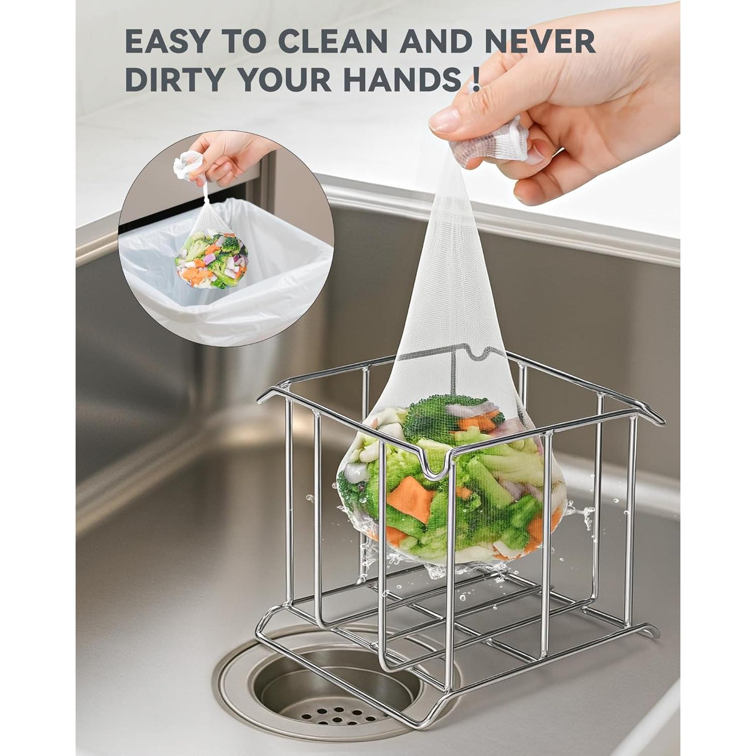 Soporte de colador de fregadero BOTEMY + 200 bolsas desechables