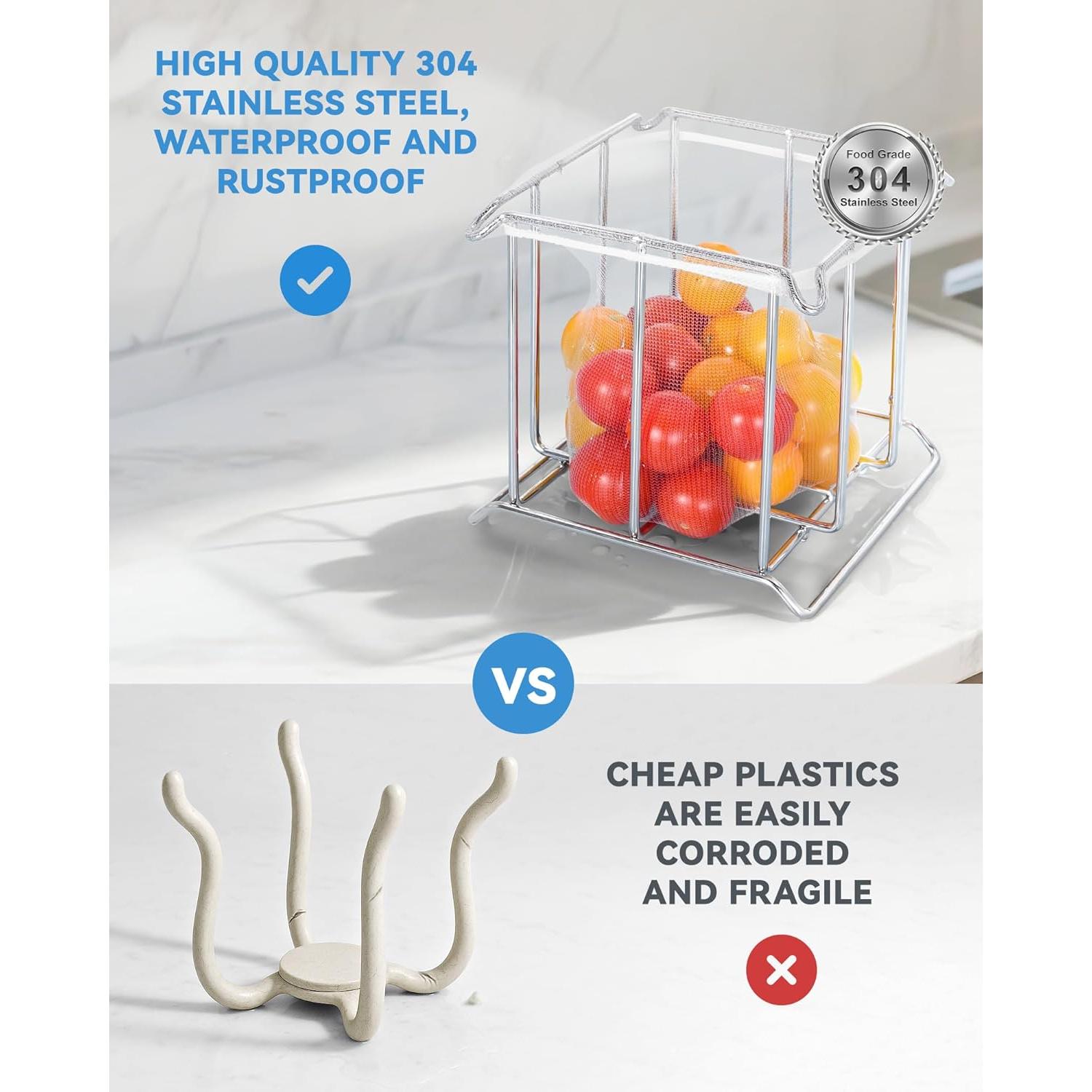 Soporte de colador de fregadero BOTEMY + 200 bolsas desechables