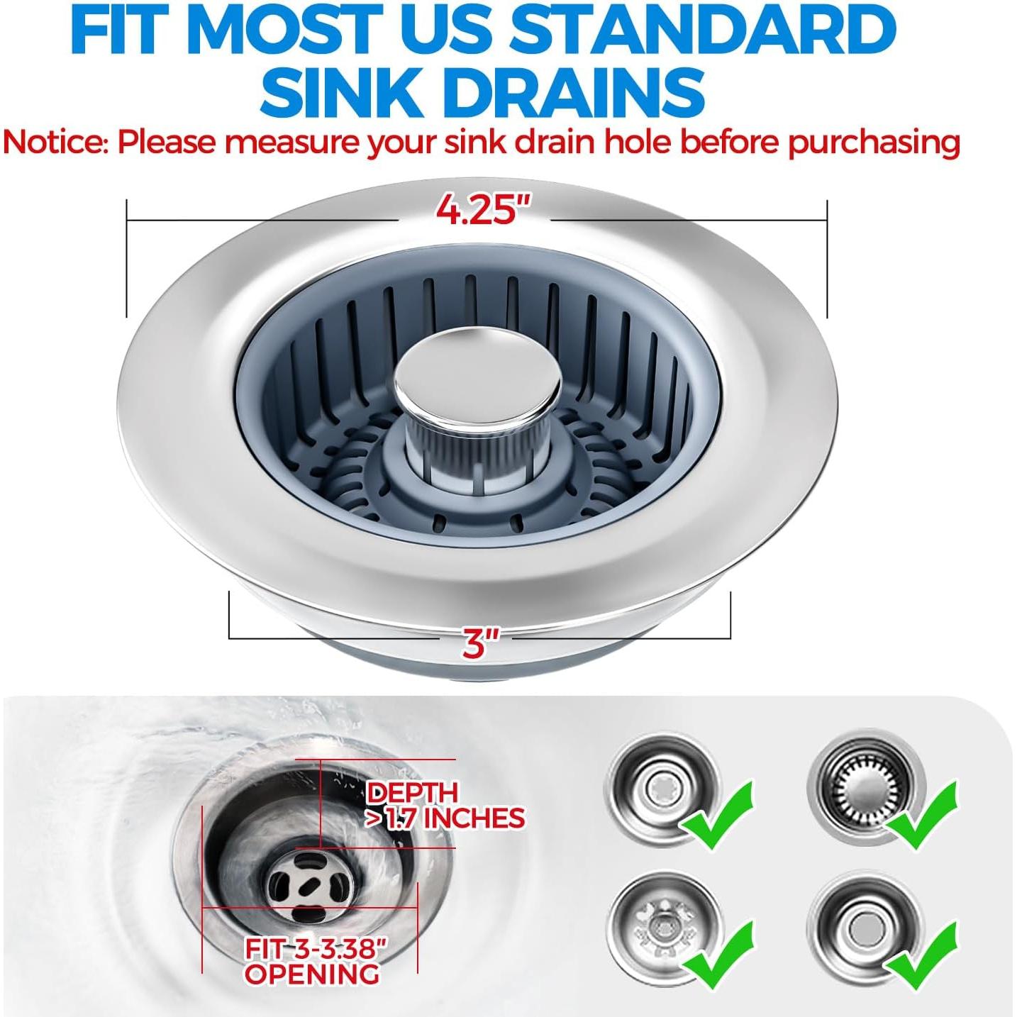 Filtro de desagüe de fregadero ZAA 3 en 1 Acero Inoxidable