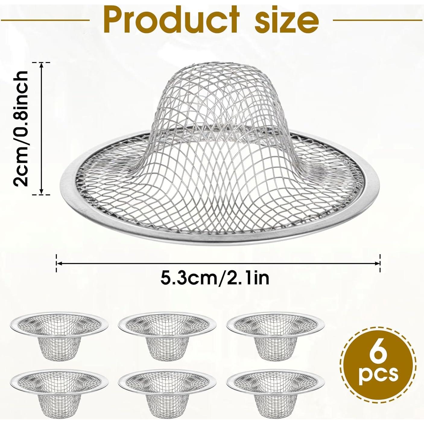 6 Filtros de Desagüe de Acero Inoxidable 5.3 cm para Lavabo